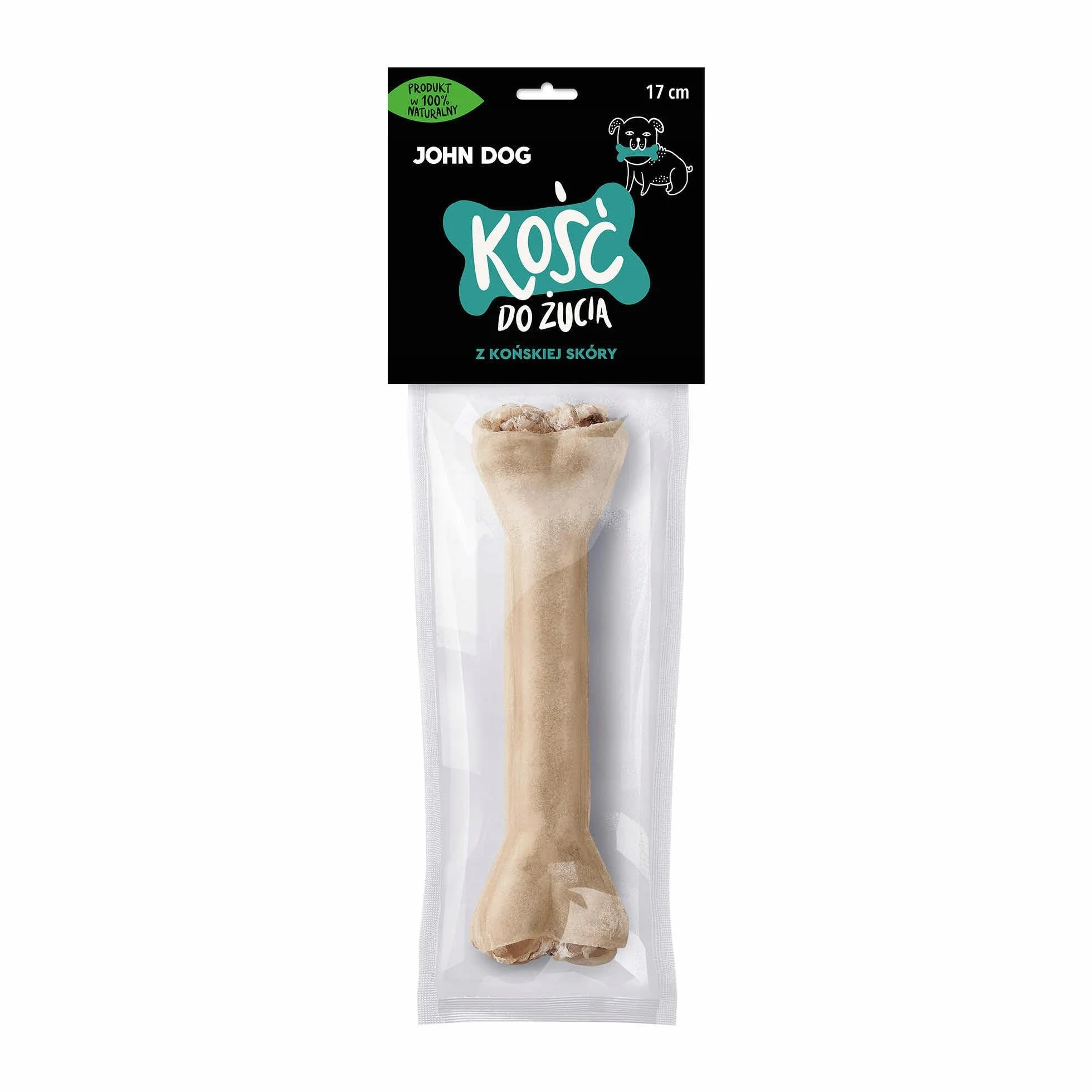 JOHN DOG kość do żucia ze skóry końskiej 17 cm