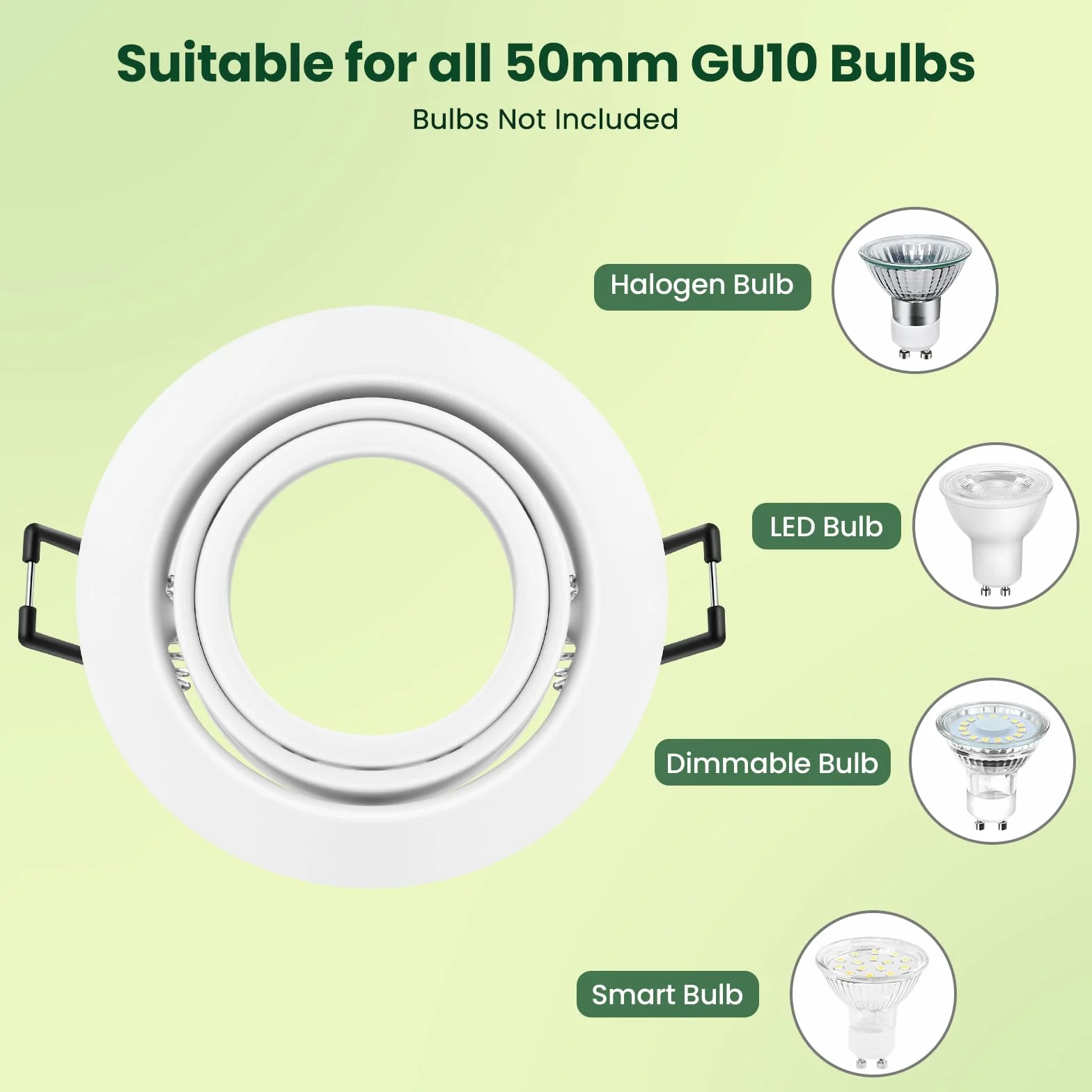Oprawa punktowa LED GU10, wychylna o 30°, okrągła oprawka punktowa, w zestawie GU10 do lamp LED lub halogenowych, otwór montażowy Ø68-75 mm, zestaw 10 sztuk