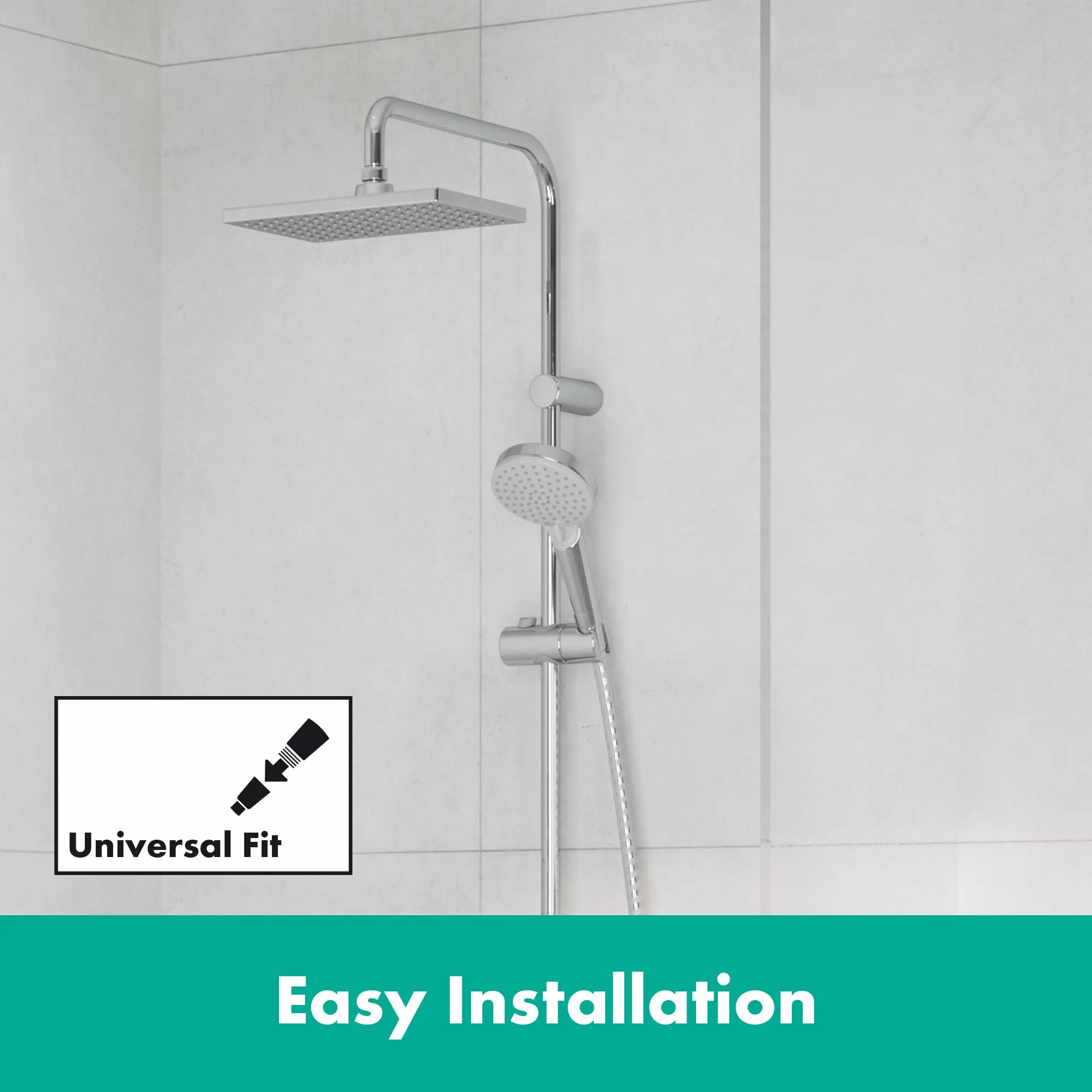 Hansgrohe Vernis Shape Zestaw Prysznicowy Srebrny 51,2 x 27,6 x 143 cm