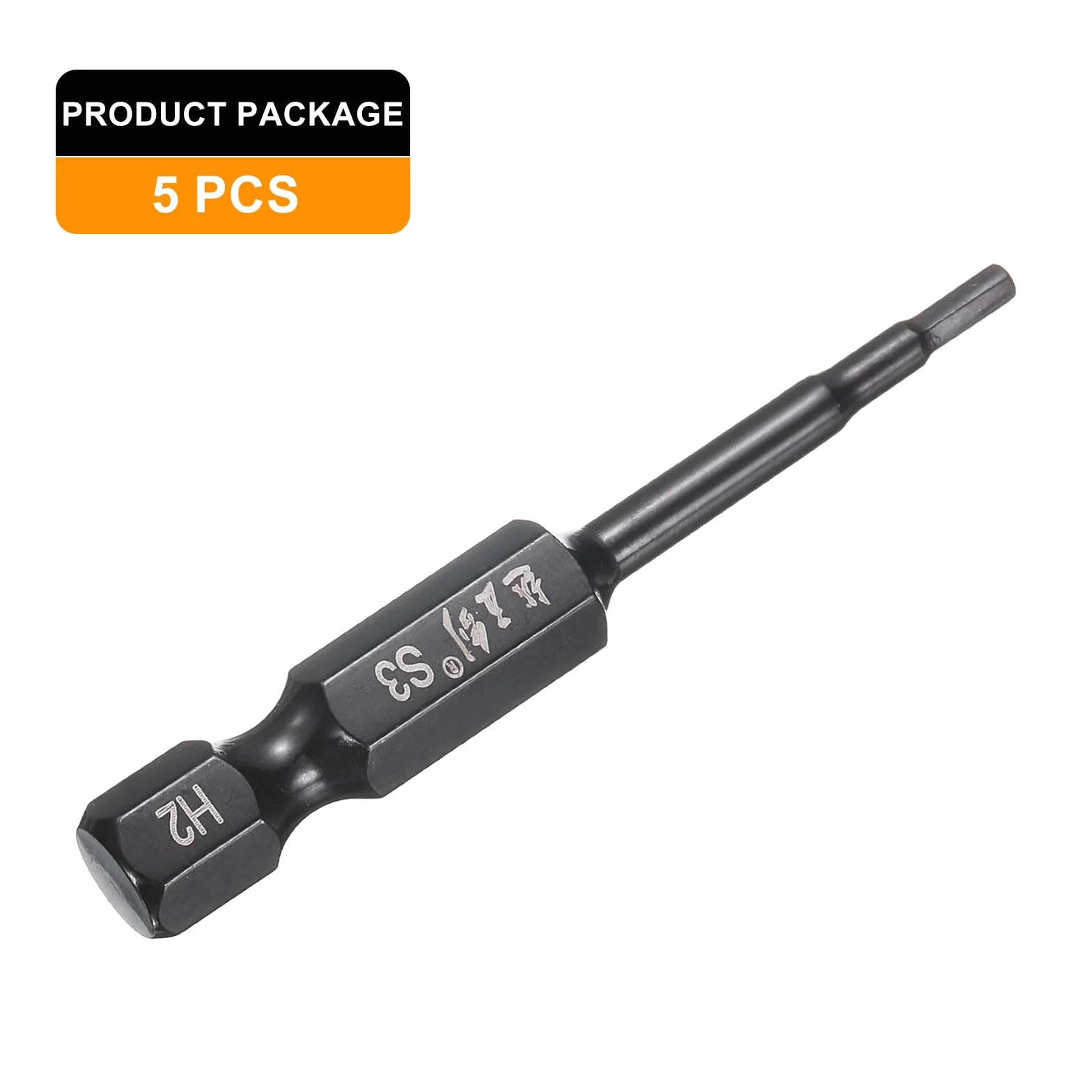 QUARKZMAN 5 sztuk kluczy sześciokątnych wiertło wiertło 2 mm (H2) metryczne 1/4" trzpień sześciokątny 2" (50 mm) długość S3 stal magnetyczny śrubokręt bity standard przemysłowy sześciokątny