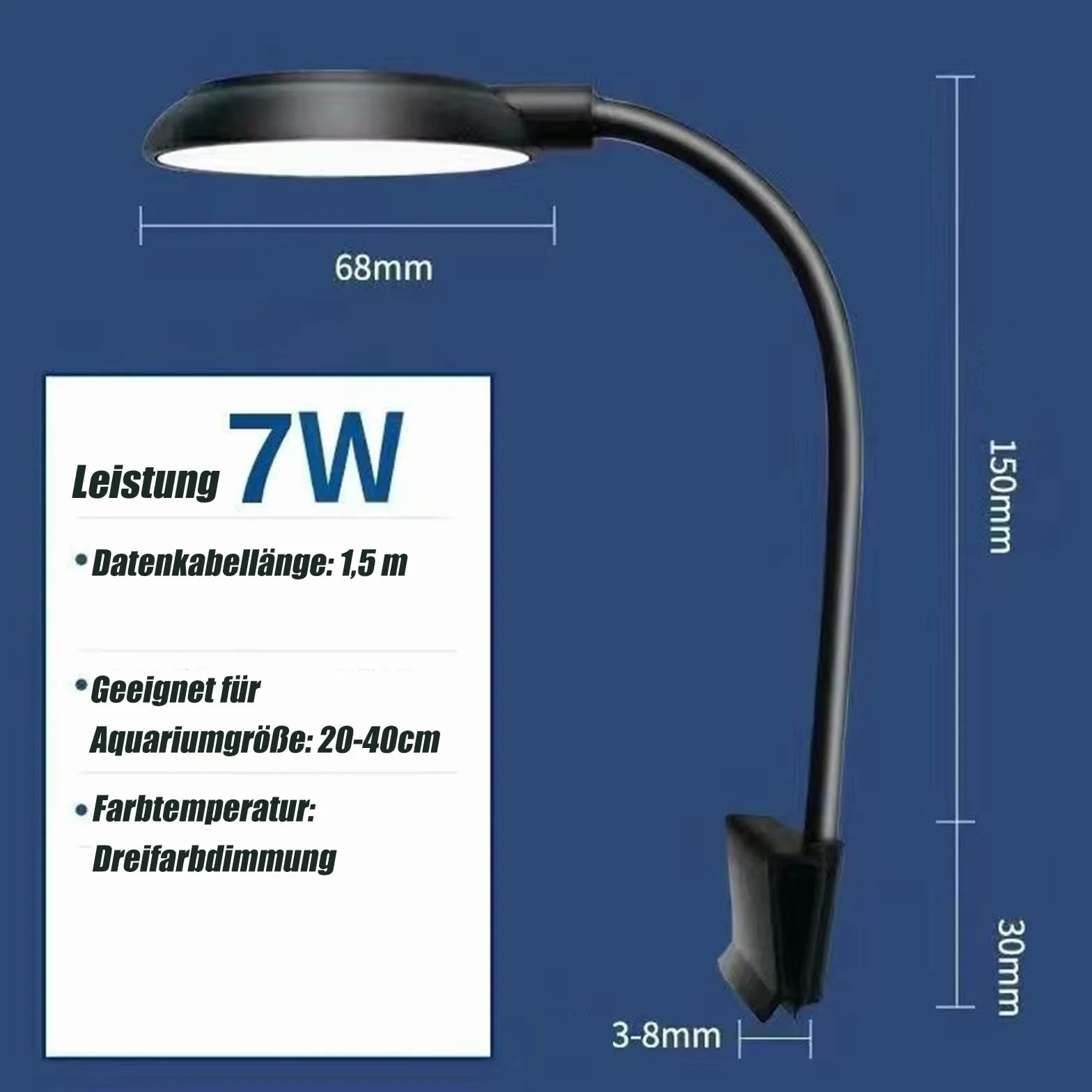 GERUI Lampa do akwarium 7 W 20-40 cm biała i niebieska światło 2 szt