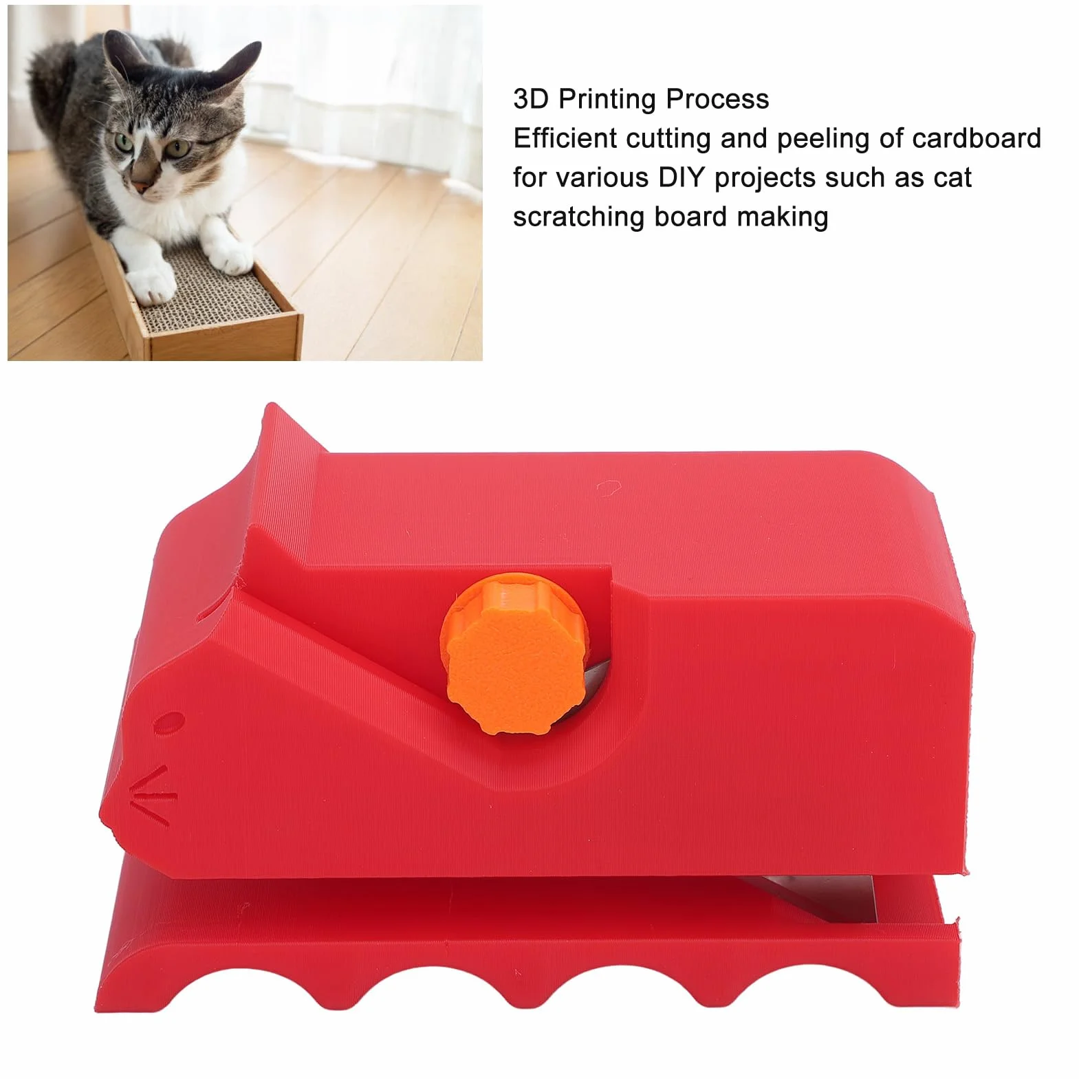 CHICIRIS Cat Scratch Cardboard Cutter, Regulowane i Kompaktowe Narzędzie do Majsterkowania, Noża do Drapania, do Konfigurowalnych ustawień Cięcia (czerwony)
