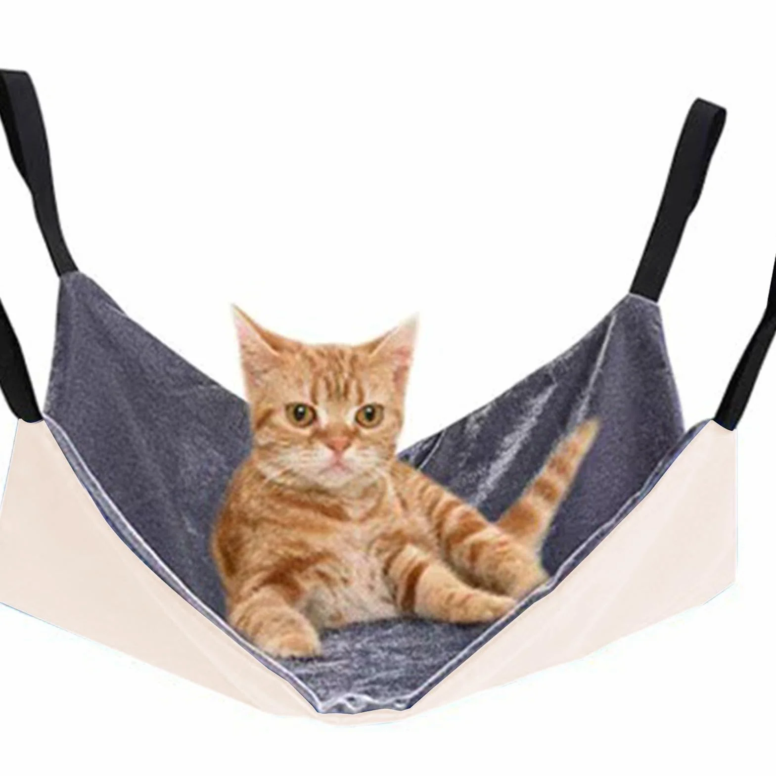 Cat Hammock, Adjustable Soft Swing 15.75x15.75 Inches, Double-Sided Comfortable Sleeping Pad, Breathable Resting Bed, Cage Hanging Accessory for Kittens, Small Pets, Rabbits