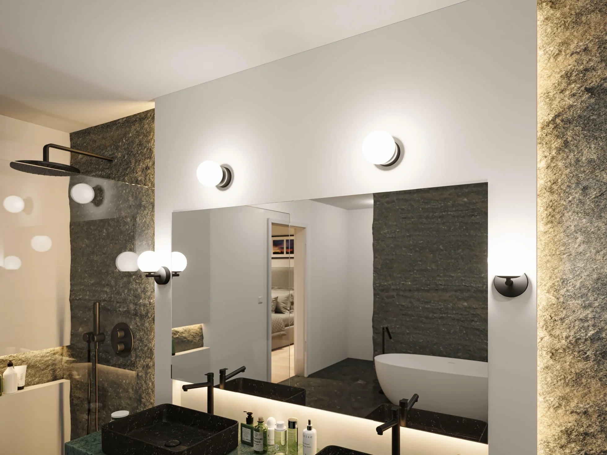 Paulmann 71074 LED oprawa naścienna Selection Bathroom Gove IP44 3000K 400lm 230V 5W czarny matowy, satynowy, oprawa łazienkowa