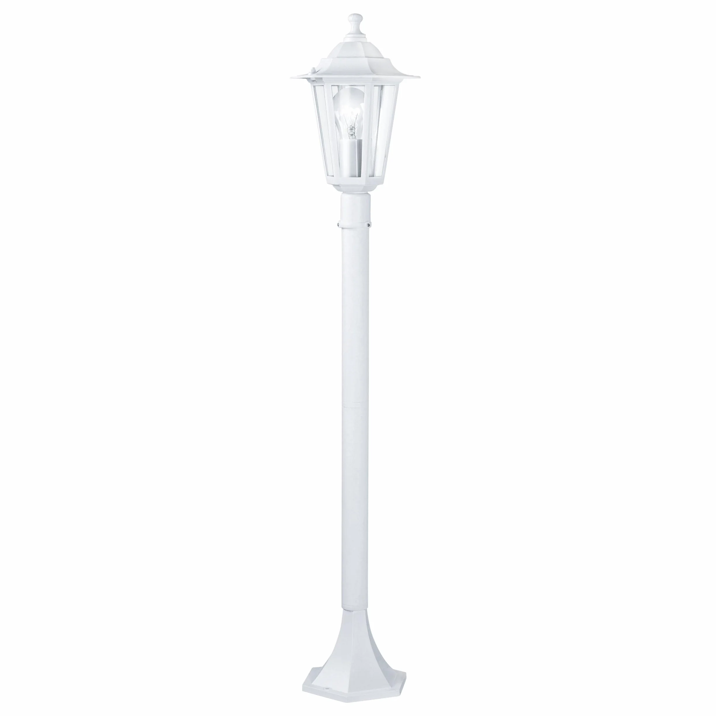 EGLO Zewnętrzna lampa stojąca latarnia 5, 1-punktowa lampa zewnętrzna, lampa stojąca z odlewu aluminiowego i szkła, kolor: biały, oprawa: E27, IP44
