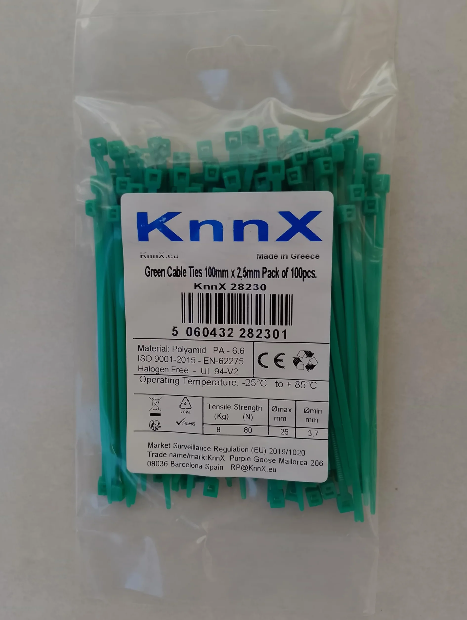 Opaski kablowe nylonowe 100 mm x 2,5 mm 100 sztuk wytrzymałość 8,2 kg