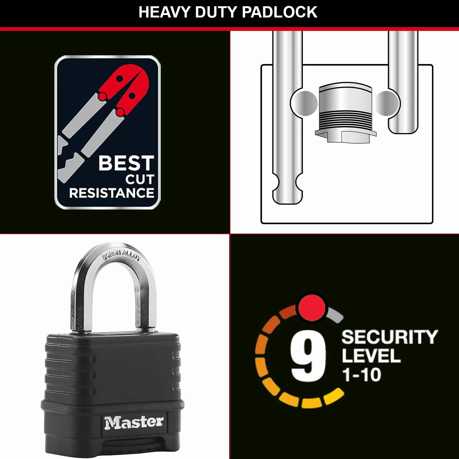 Master Lock Excell zamek szyfrowy 50 mm, czarny, M178EURD