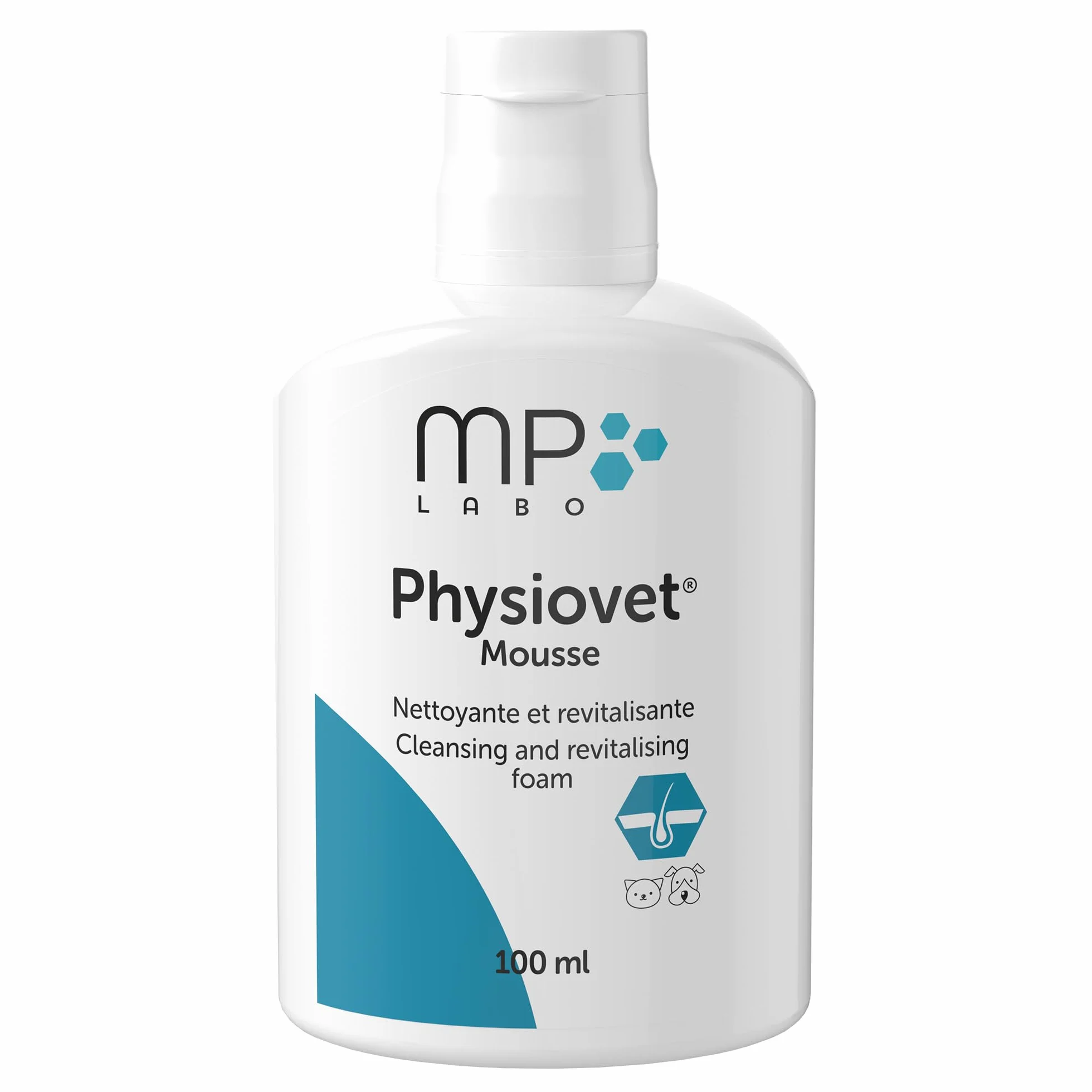MP Labo Physiovet® Pianka 100 ml - pianka oczyszczająca i odżywcza bez spłukiwania dla psów i kotów - zapach migdałowy
