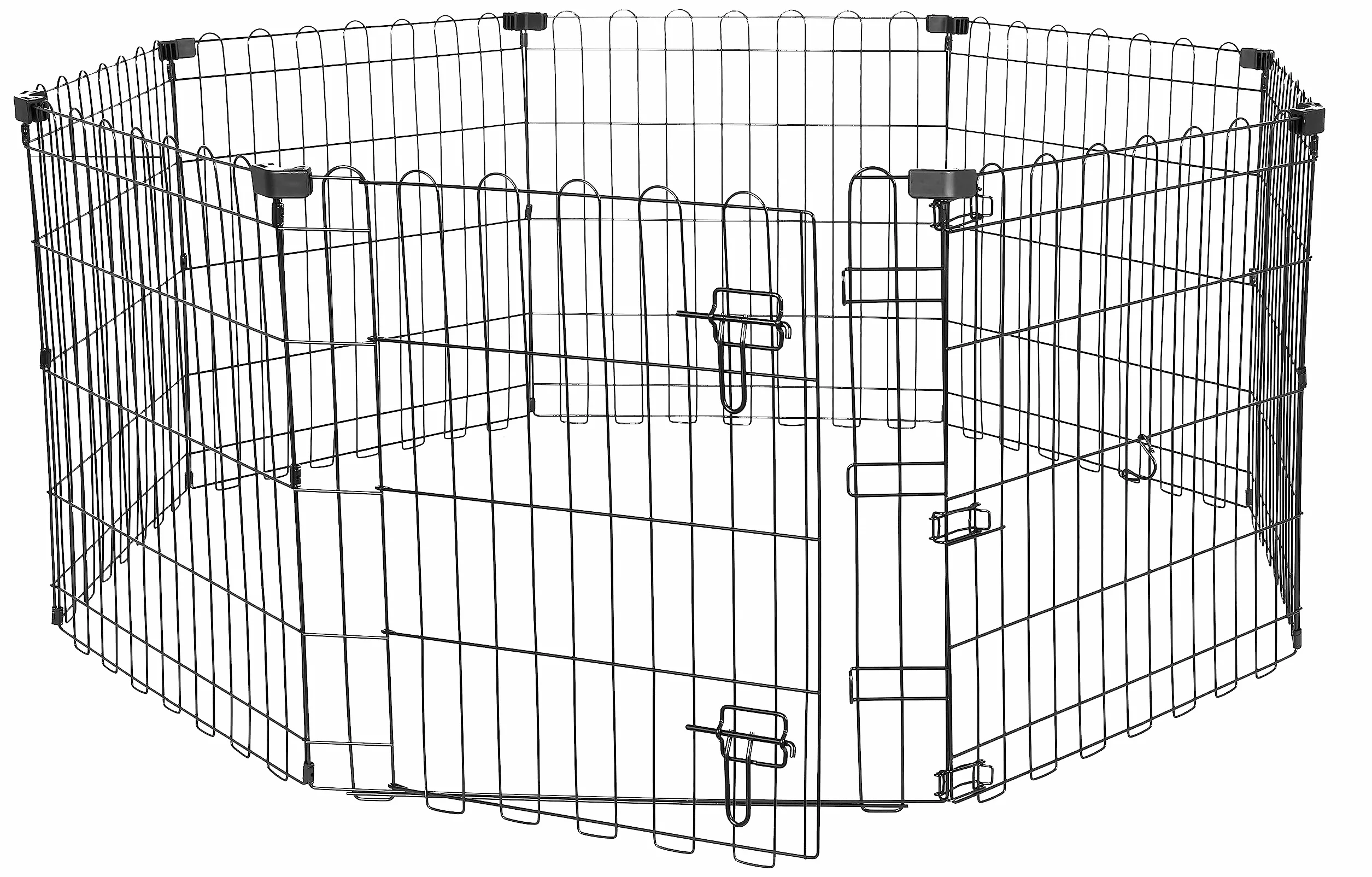 Amazon Basics Ośmiokątny, wybieg dla psów i innych zwierząt domowych, składany, metalowy, z drzwiami, 61 cm, czarny