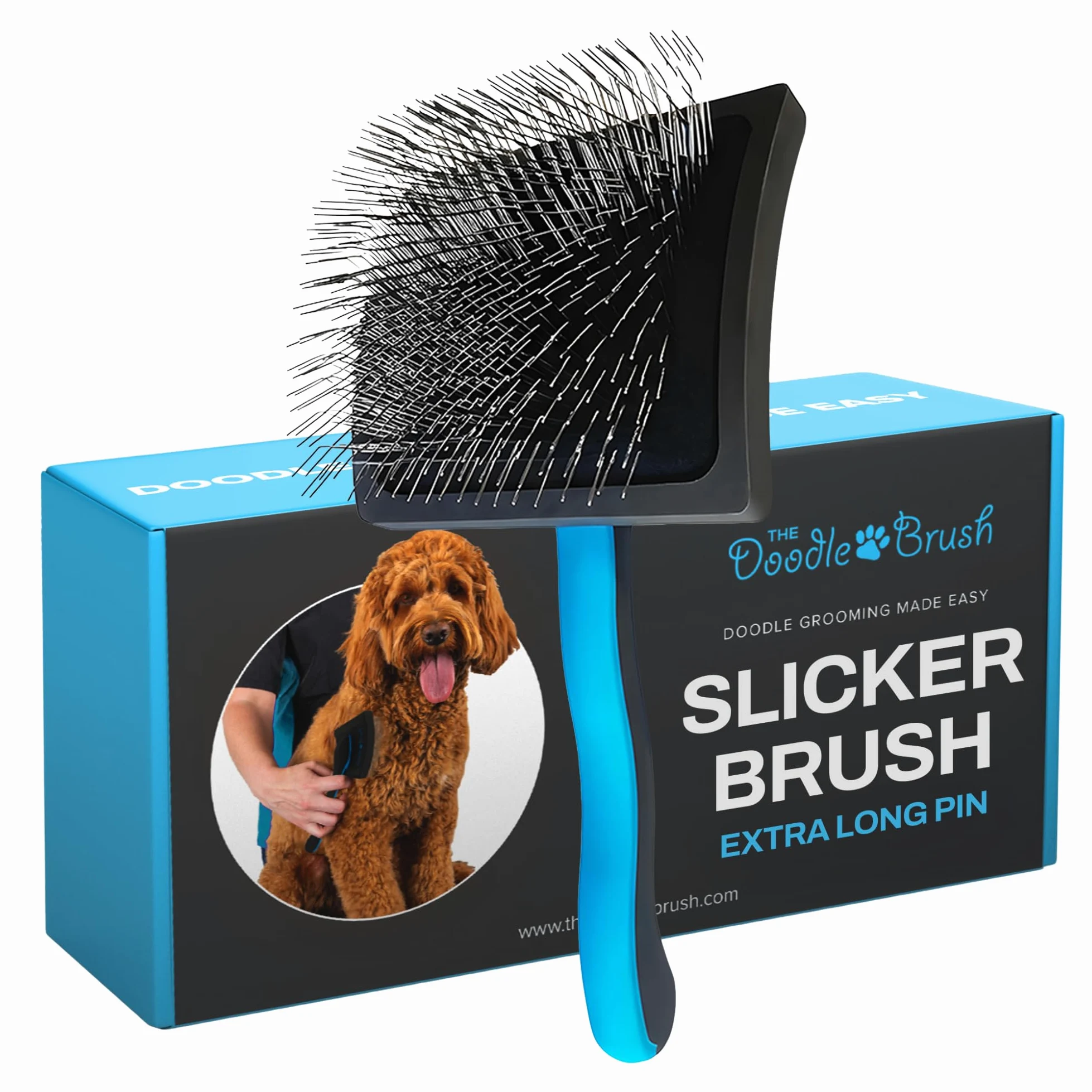 Szczotka z metalowymi igłami dla psów o długiej sierści - Rozplątująca dla pudli, Cockapoo, Goldendoodle, Poodle, Labradoodle