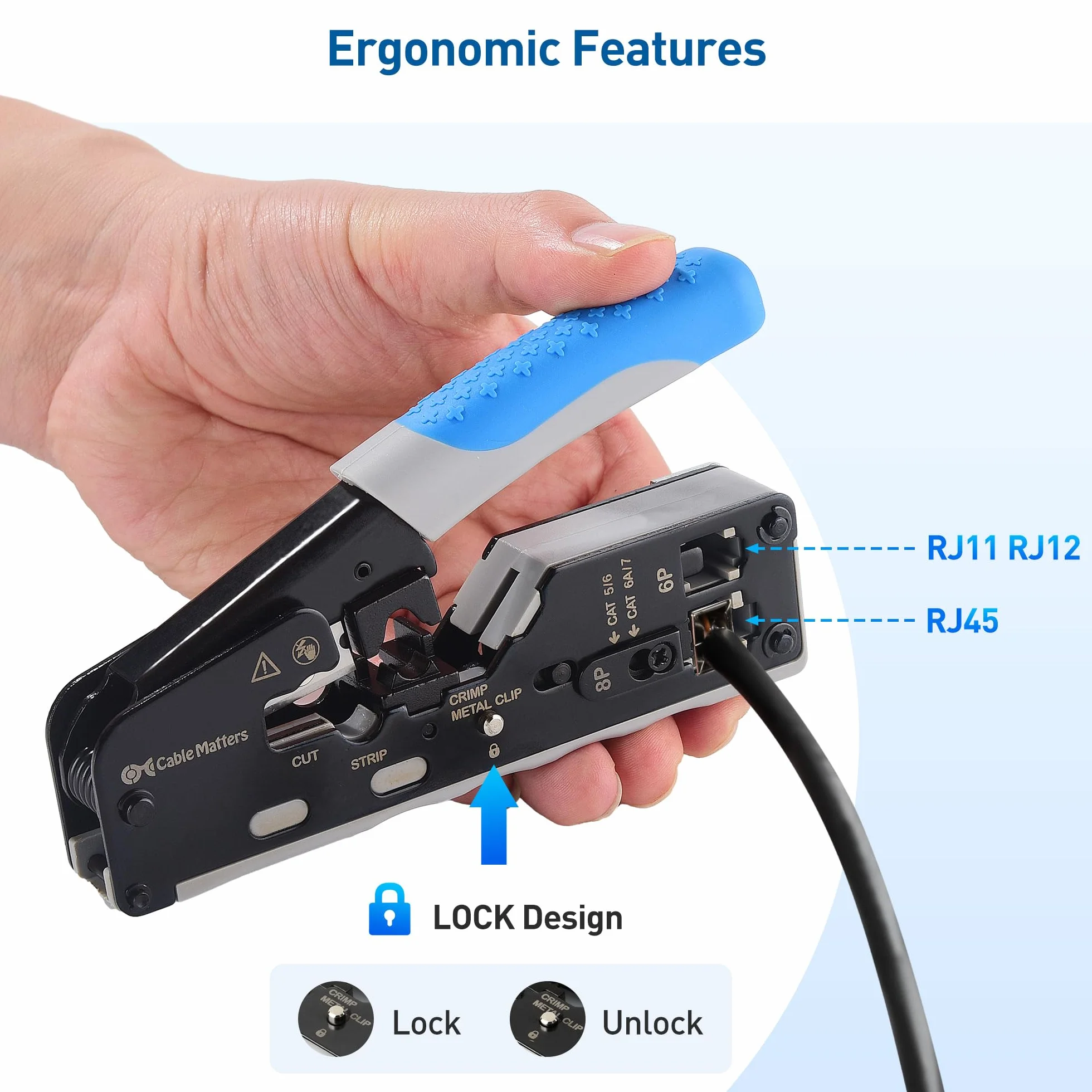 Cable Matters zaciskarka modułowa RJ45 Cat 8 do ekranowanych wtyków przelotowych