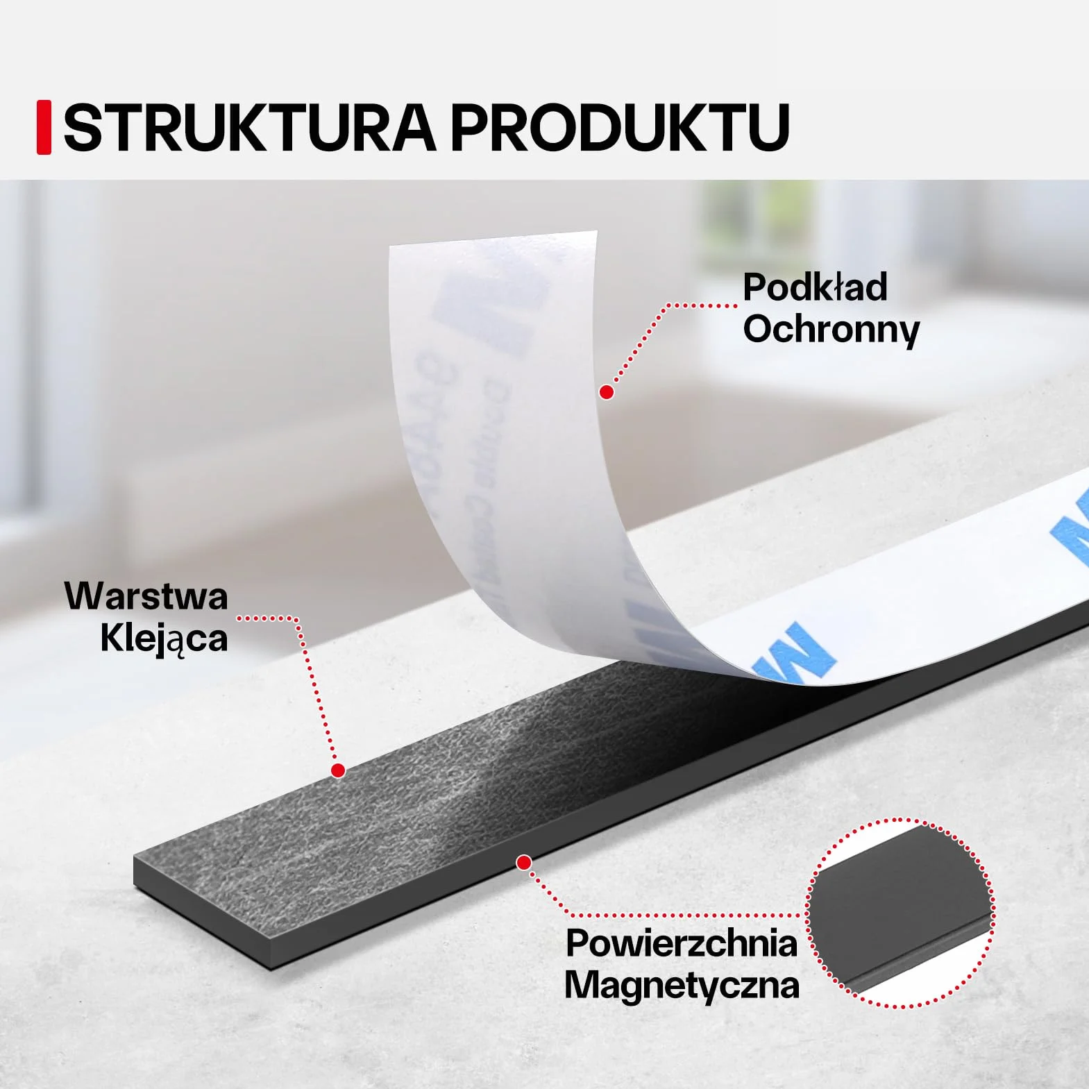 Taśma Magnetyczna A+B, Taśma Magnetyczna z Mocno Przylegająca Warstwa Klejąca do Ekranów Przeciw Owadom, Majsterkowania, Tablic, Pasek Magnetyczny, Paski Magnetyczne, 4m*15mm