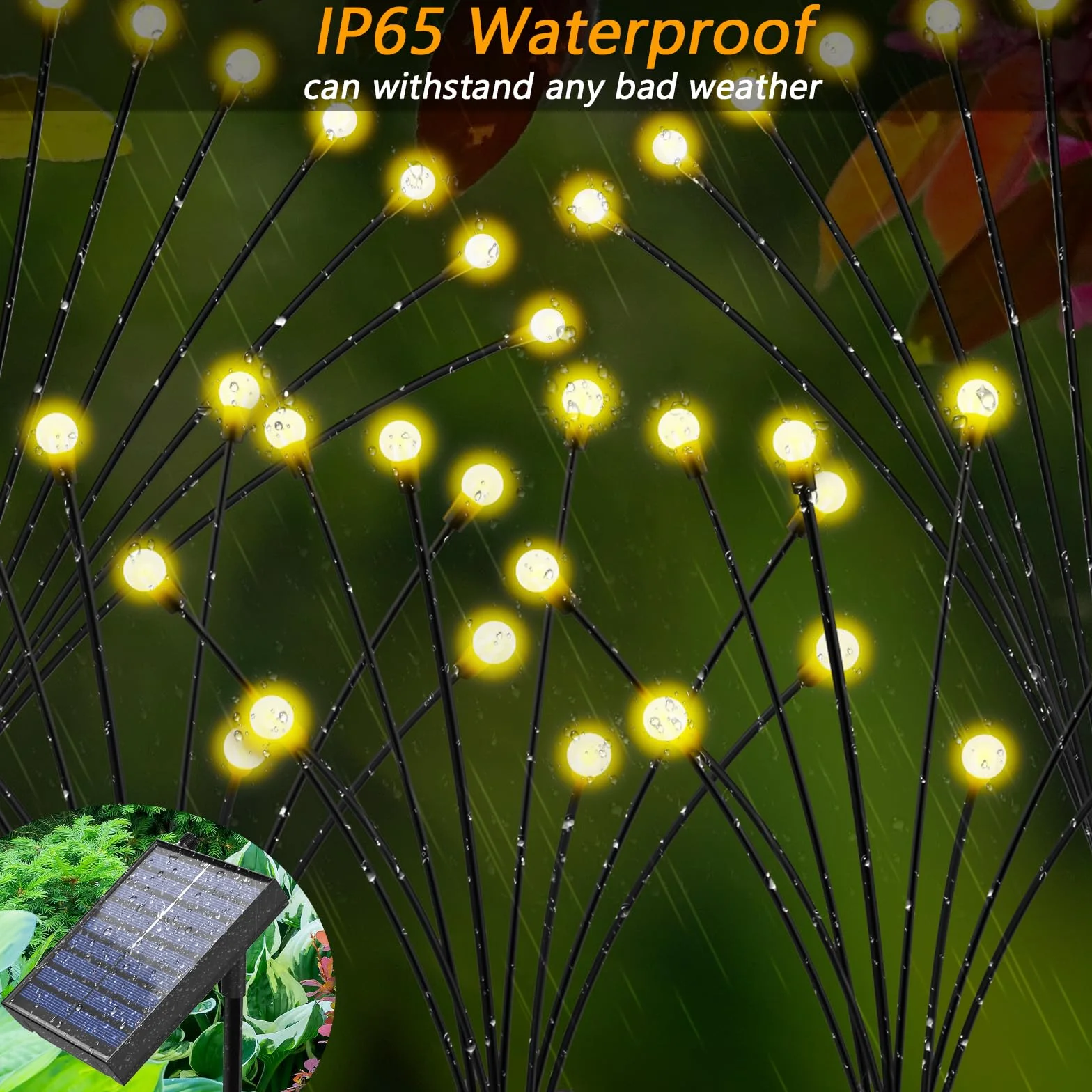 AONESY Lampy solarne do użytku na zewnątrz, do ogrodu, 4 sztuki, 32 diody LED, wodoszczelne, do ogrodu, na taras, podwórko, drzewa, imprezę, festiwal, wesele (ciepła biel)
