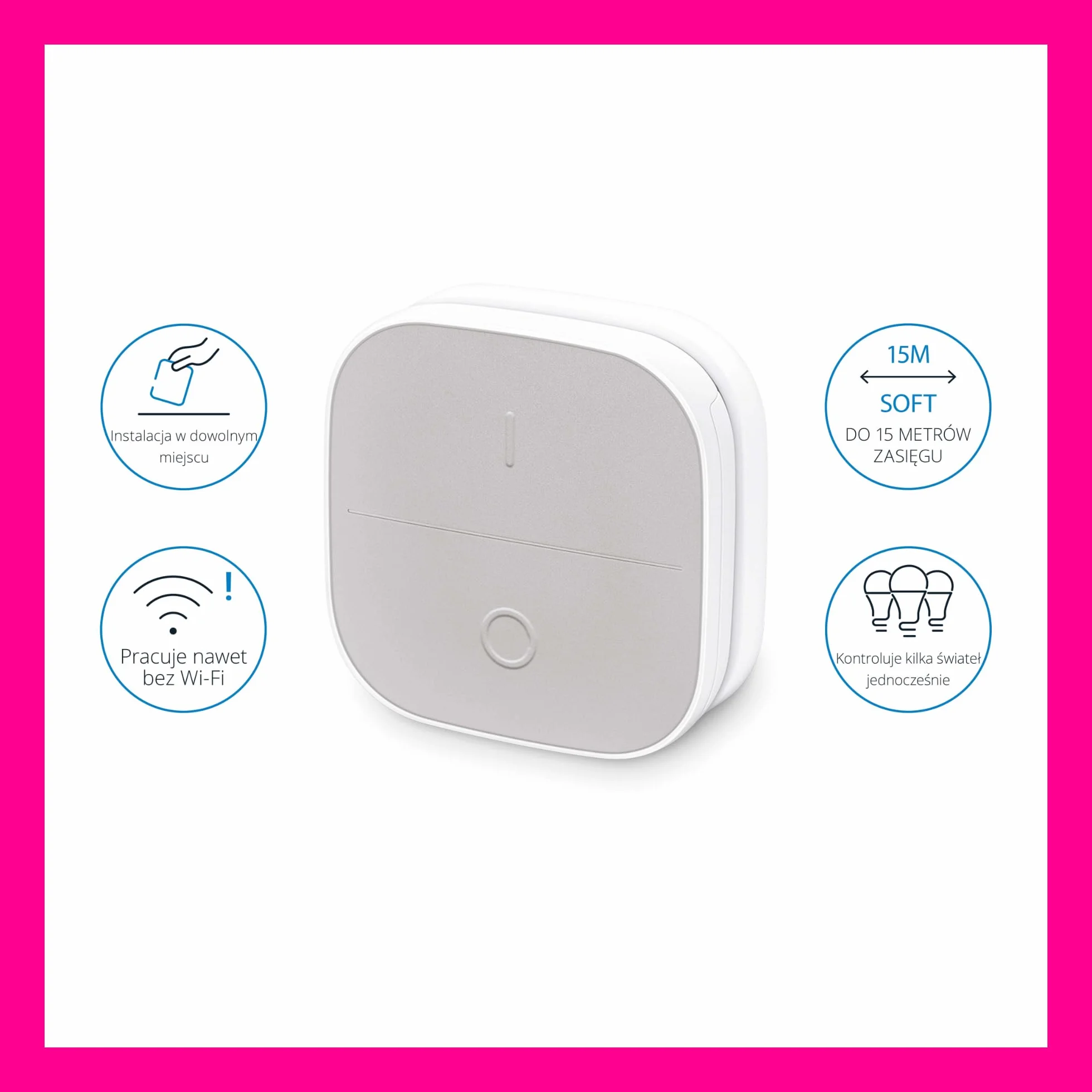 WiZ Inteligentny przycisk Smart Button, bezprzewodowy, sterowanie oświetleniem, smart home, zasięg 15 m, zasilanie bateryjne
