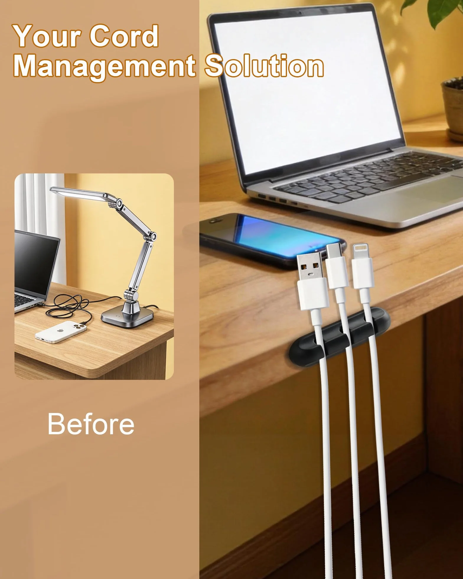 Organizer do Kabli na Biurko, 7 Sztuk Uchwyty na Kable Samoprzylepne i Wielofunkcyjne, w 5 Rozmiarach, Cable Management Set do Samochodu, Biura, PC i Domu (Czarny)
