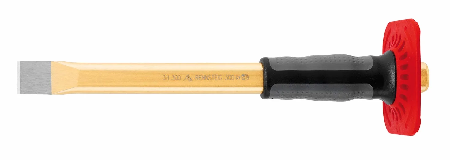 311 300 1 Dłuta płaskie malowane na zimno z osłoną dłoni, złoto, 300 mm