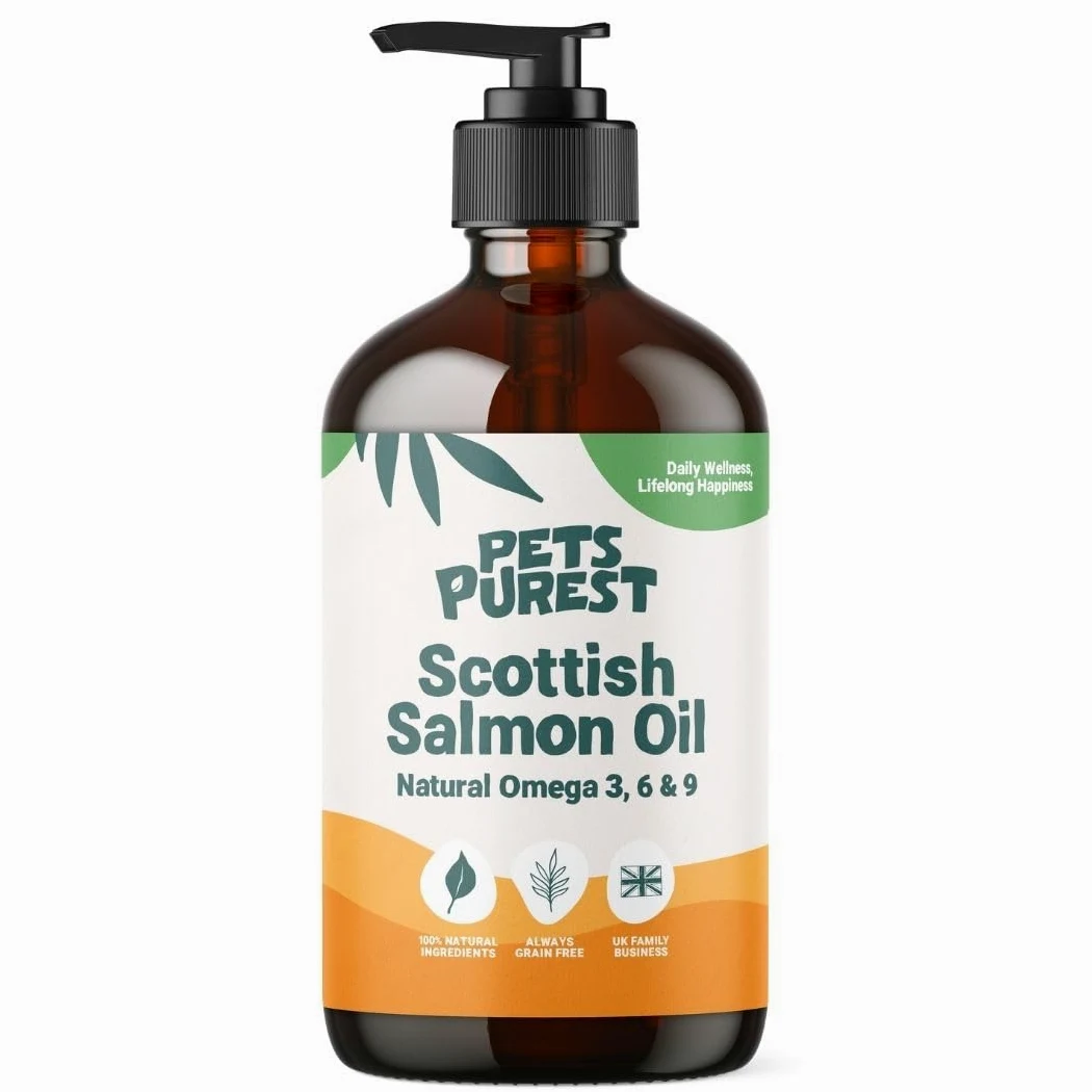 Pets Purest 100% Natürliches Lachsöl für Hunde, Katzen, Pferde - Kaltgepresst Omega 3 & 6 Fischöl (500ml)