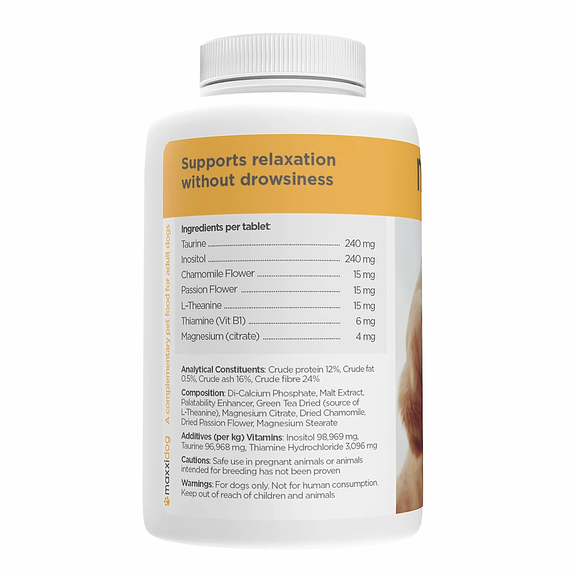 Maxxipaws Maxxicalm Naturalny suplement uspokajający dla psów 120 tabletek