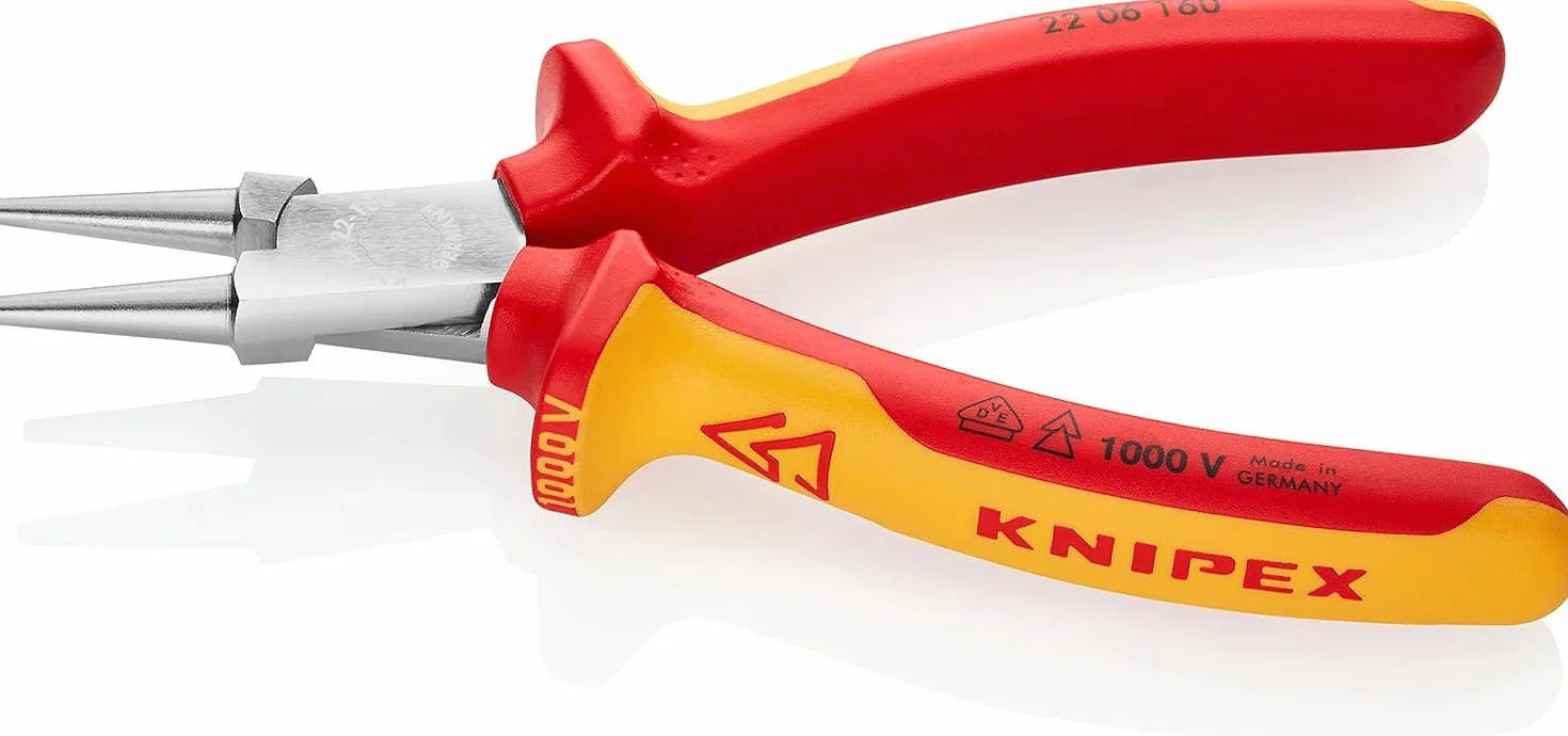 KNIPEX Szczypce okrągłe chromowany z wielokomponentowymi osłonkami, izolowane wg VDE 160 mm, 22 06 160