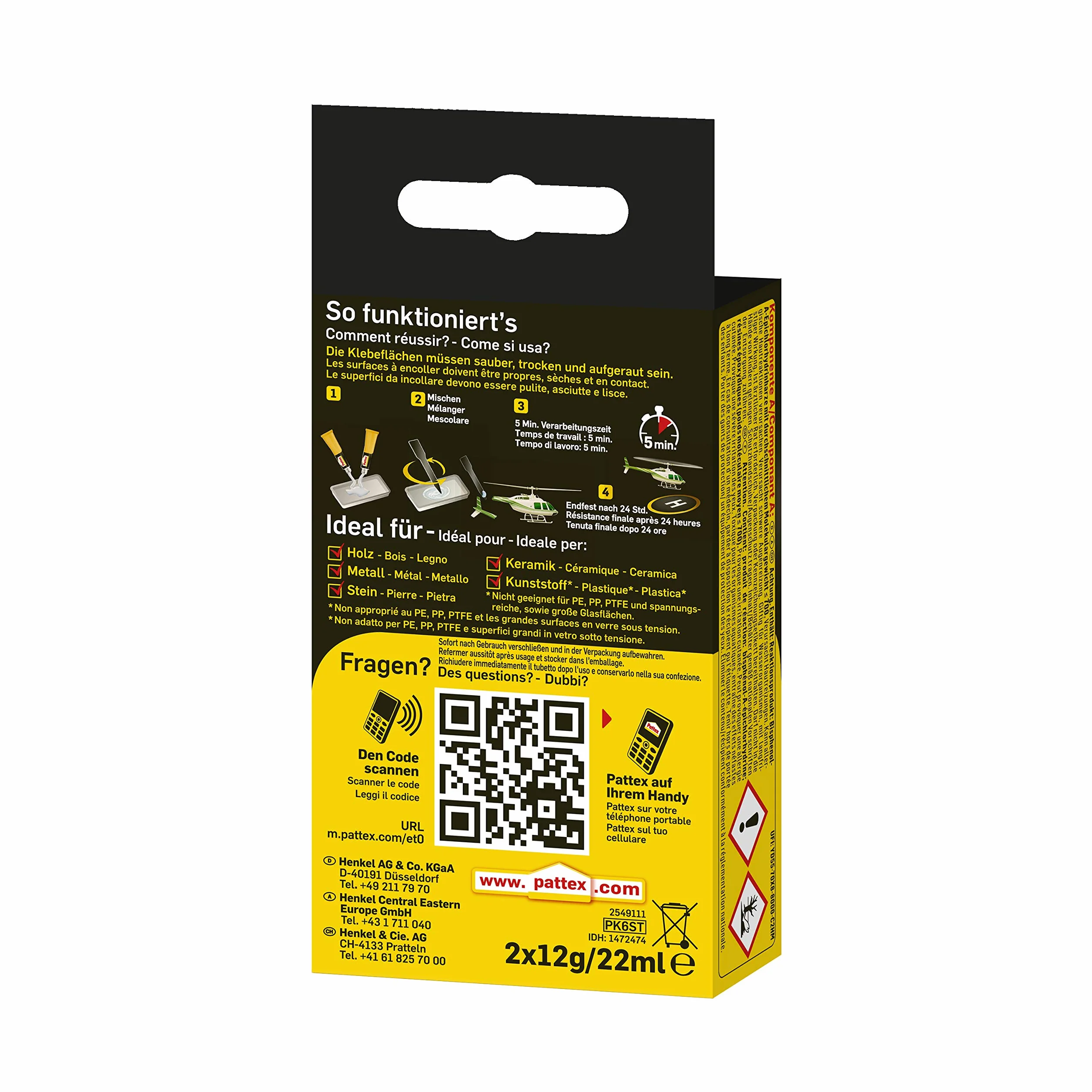 Pattex Kraft-Mix Klej Szybkoschnący 2-Komponentowy, 2x12g
