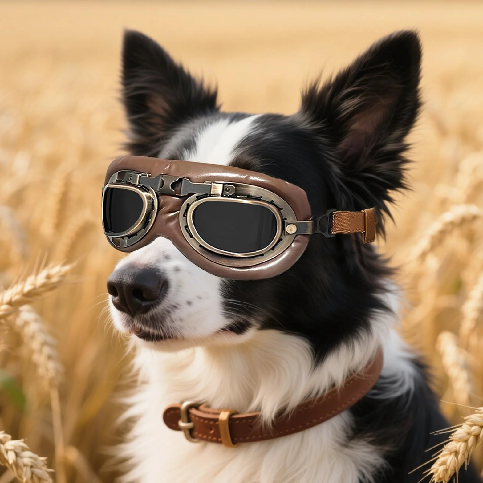 Okulary przeciwsłoneczne dla psów w stylu retro, okulary przeciwsłoneczne z regulowaną gumową taśmą, okulary dla psa, ochrona przed promieniowaniem UV, trwałe i wygodne, wiatroszczelne okulary