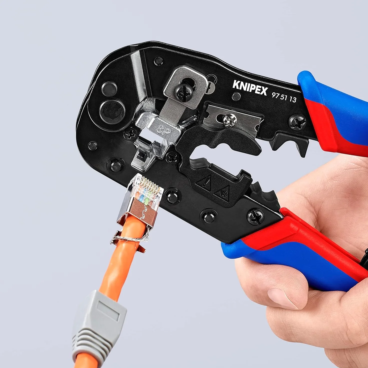 KNIPEX Szczypce do zagniatania złączy typu Western RJ45 z osłonkami wielokomponentowymi 190 mm, 97 51 13