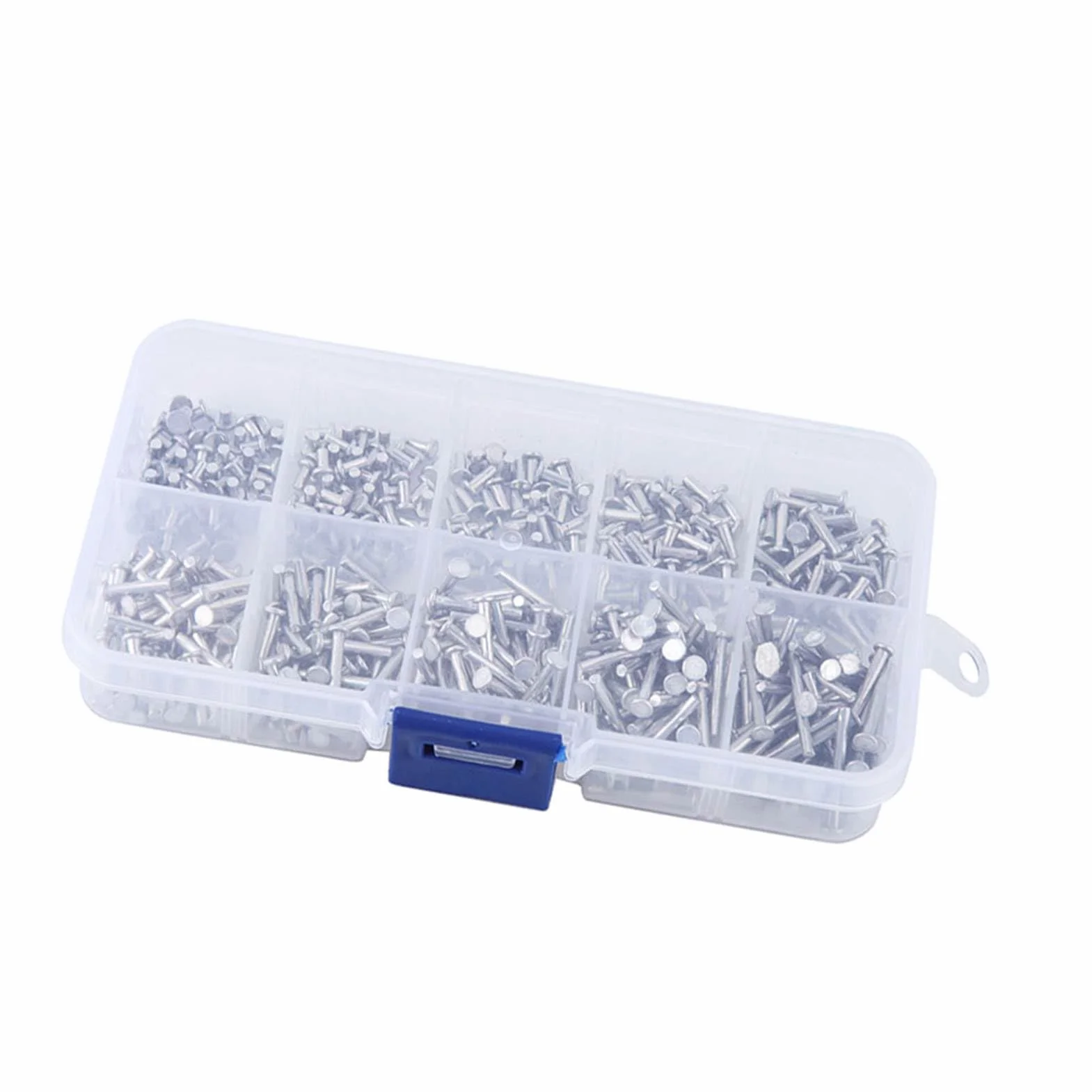 Płaskie Nity Aluminiowe z łbem Stożkowym Płaskim, 500 Szt. Zestaw Nakrętek z łbem Płaskim M2 z Litego Aluminium o Długości 3/4/5/6/8/10/12/14/16/18mm dla Przemysłu Motoryzacyjnego
