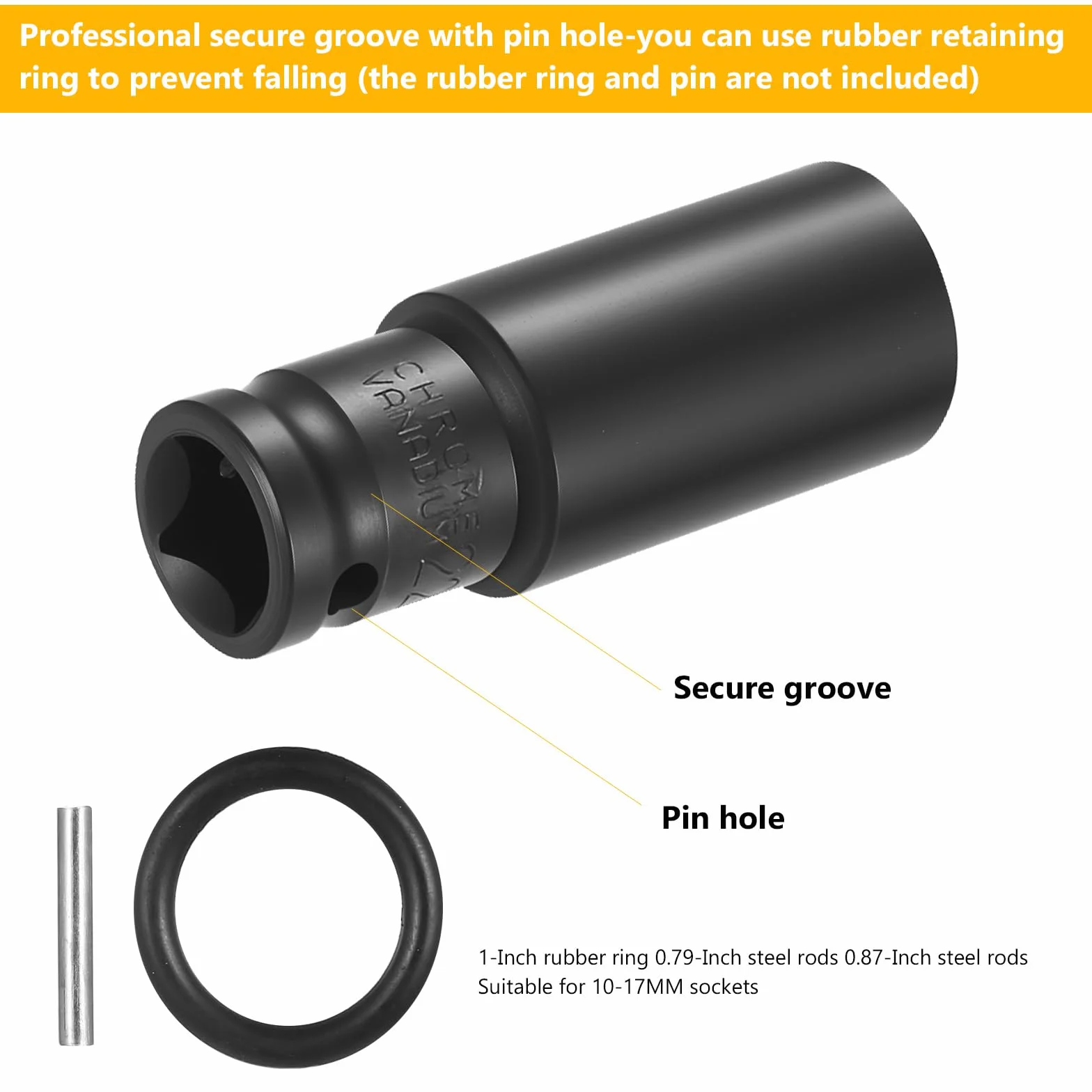Zestaw 10 nasadek udarowych 1/2" głębokich 10-24mm z pudełkiem