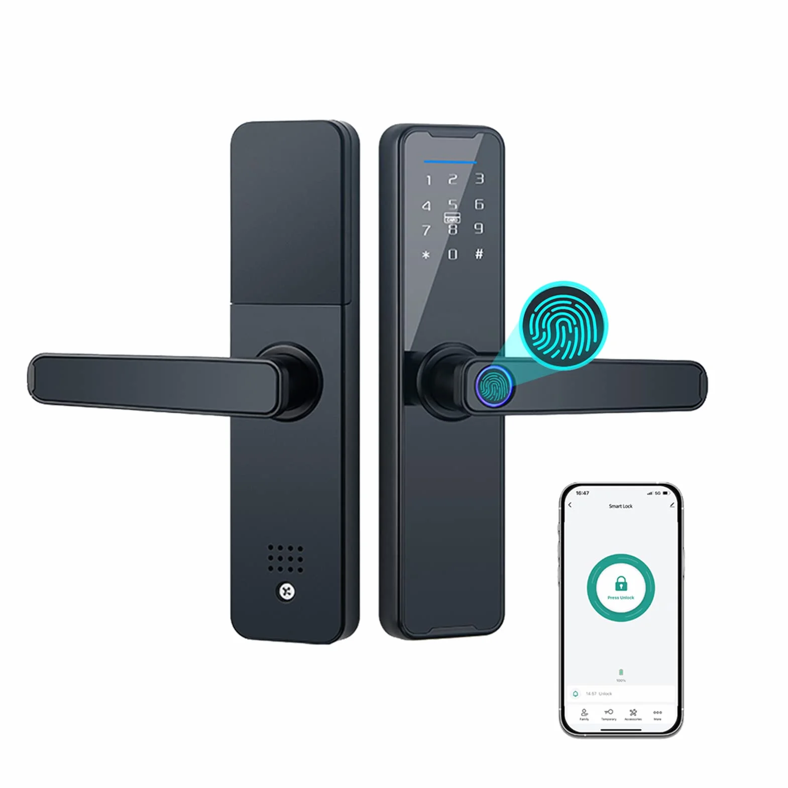 Smart Lock zamek do drzwi z odciskami palców, klawiatura z uchwytem, elektroniczny zamek do drzwi inteligentny