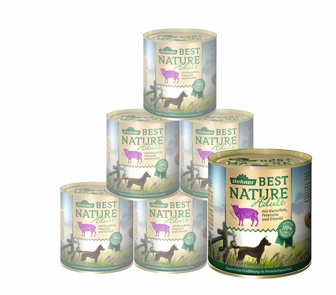 Dehner Best Nature karma dla psów mokra bez zbóż dla dorosłych jagnięcina ziemniak pietruszka 6 x 800 g 4,8 kg