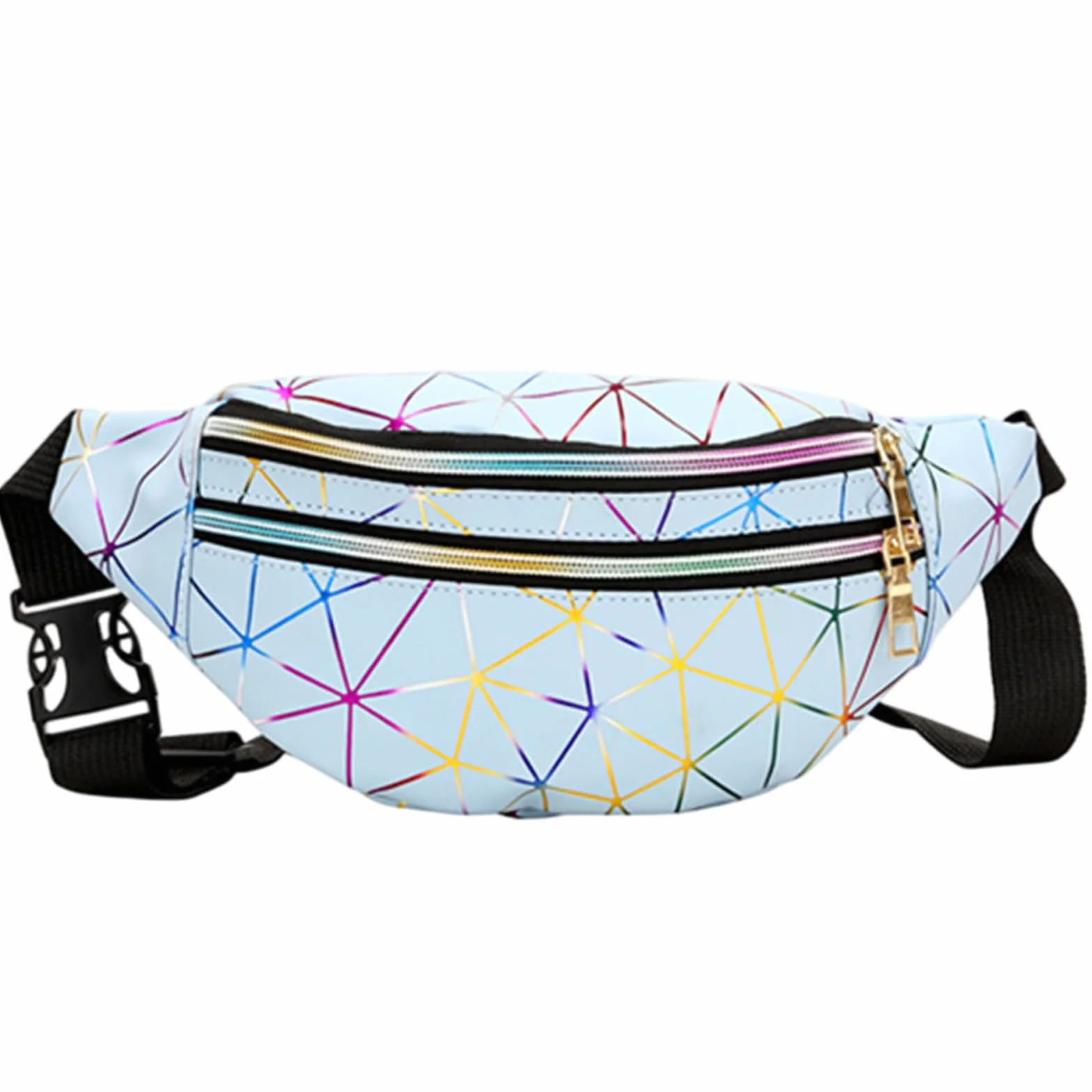 GWAWG Laserowa saszetka, wodoodporna, holograficzna, geometryczna, kolorowa, błyszcząca, na imprezę, do biegania, wędrówek, podróży, codziennego użytku, NIEBIESKI