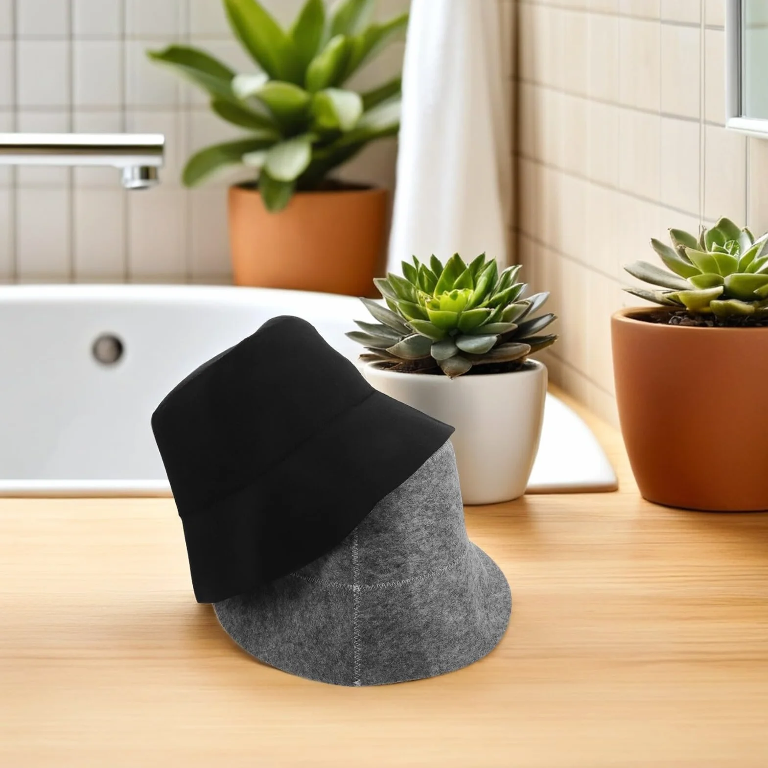 Sauna Kapelusz z Filcu Wełnianego Izolujący Nakrycie Głowy Oddychający Szybkoschnący Kapelusz Rybacki Do Łaźni Parowej Spa
