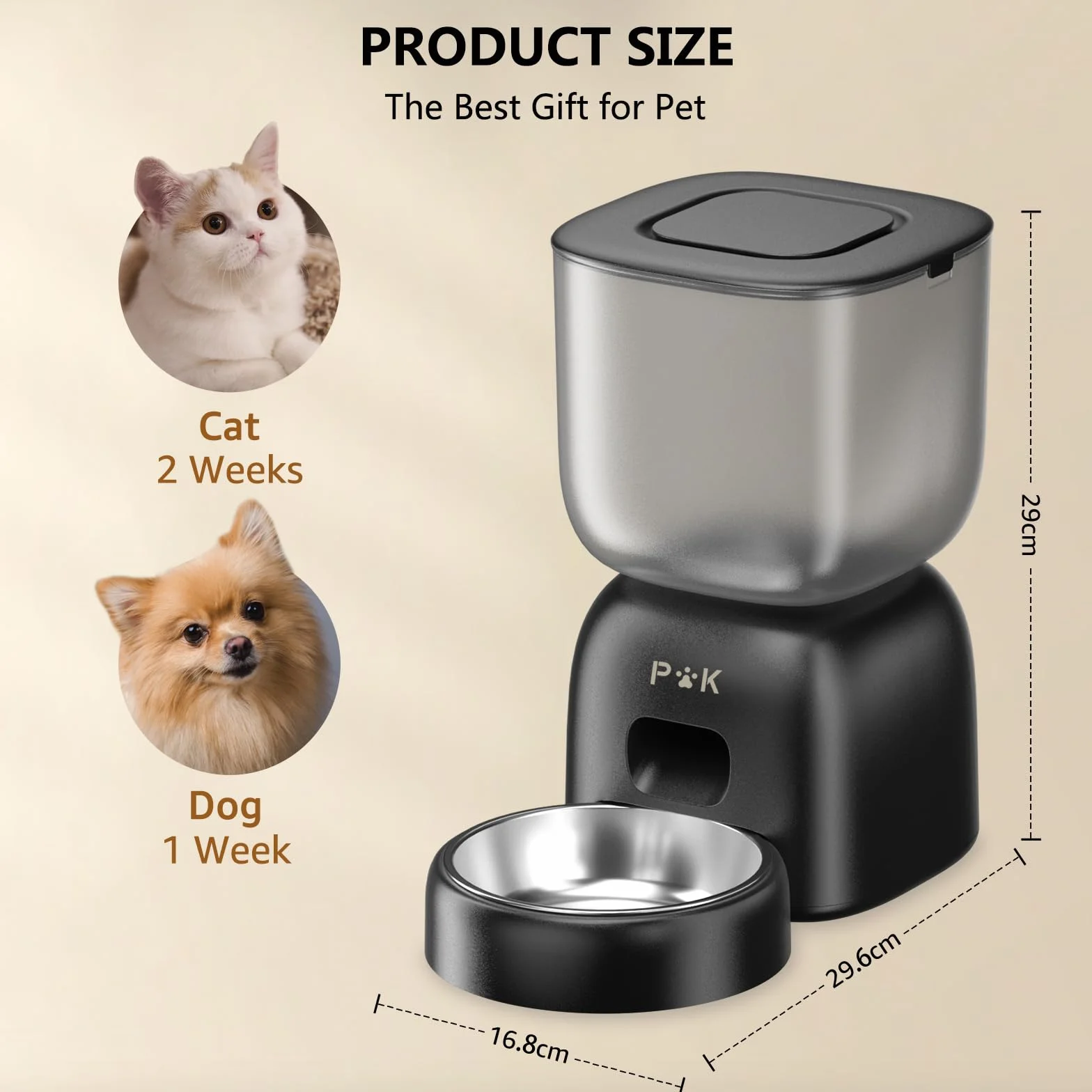 PUPPY KITTY Automatyczny dozownik karmy dla kotów, 3L, długa żywotność baterii, 180 dni, łatwy do czyszczenia, komunikat głosowy 10S, ochrona przed zapchaniem