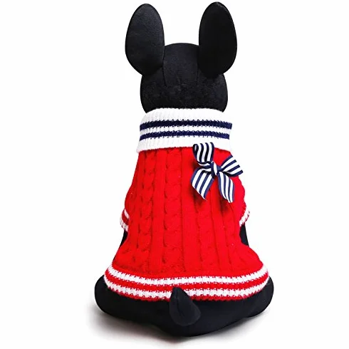 SMALLLEE_Lucky_Store sweter kurtka z dzianiny ciepły zimowy płaszcz dla Chihuahua mały pies kot czerwony XXS
