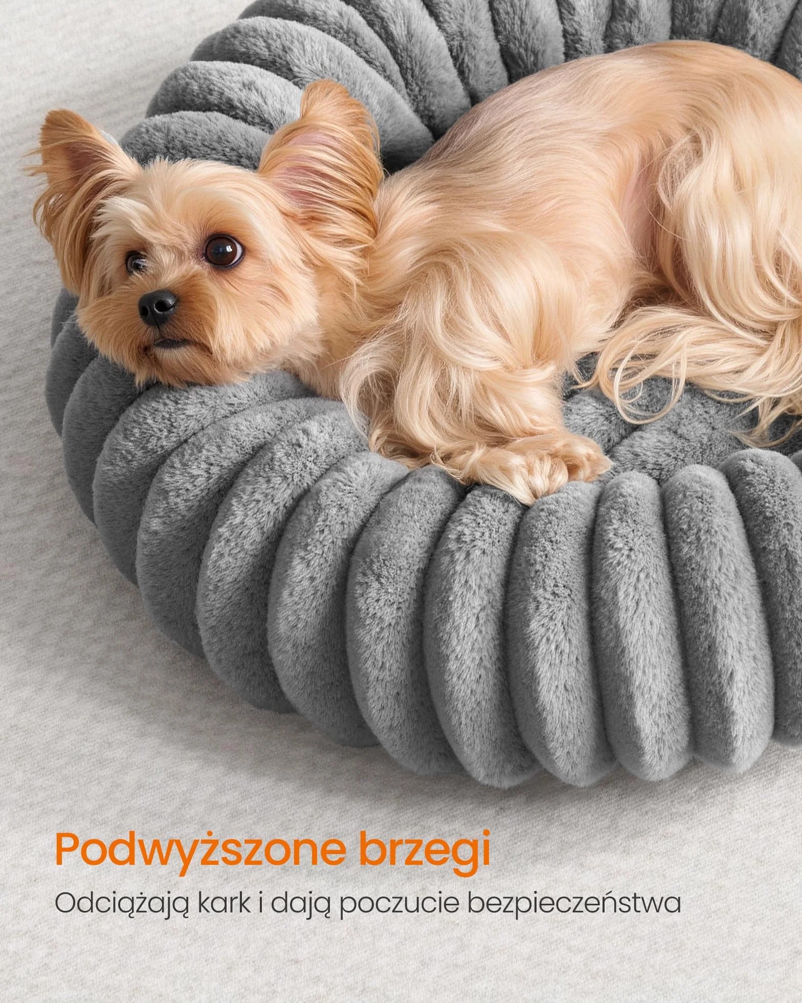 Feandrea Legowisko dla psa, legowisko dla małego kota, średnica 50 cm, zmywalna poduszka, miękka wyściółka, antypoślizgowe, gołębia szarość PGW301GD01