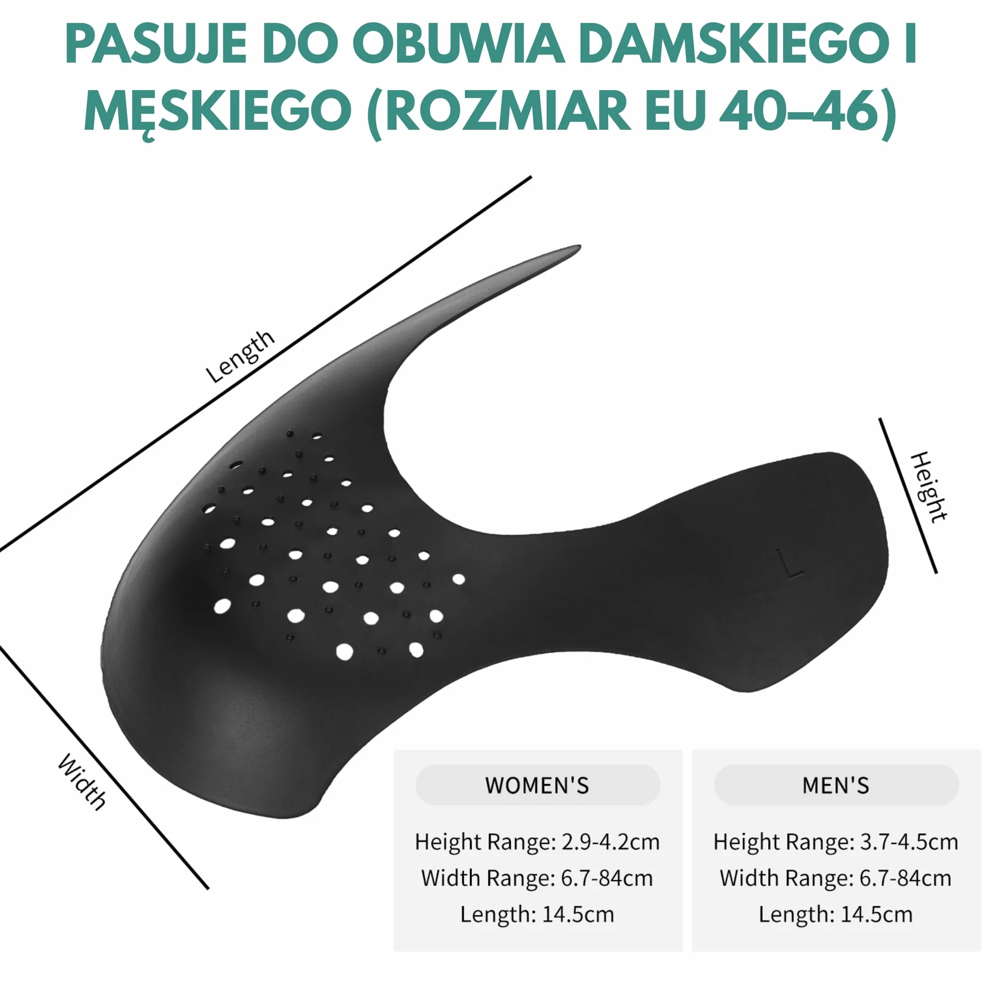 5 par ochraniaczy na zagniecenia butów Unisex rozmiar 40-47, Ochrony przed Zagnieceniami Obuwia, Osłony Pudełek na Palce, Ochronniki Obuwia, Zapobiegacze Zagnieceń dla Obuwia Sportowego, Air Force 1, Jordan 1, Dunks, Czarne