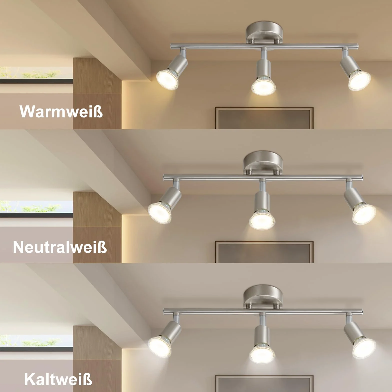 Lampa sufitowa LED 3-płomieniowa GU10 Obrotowa 330° Przemysłowa