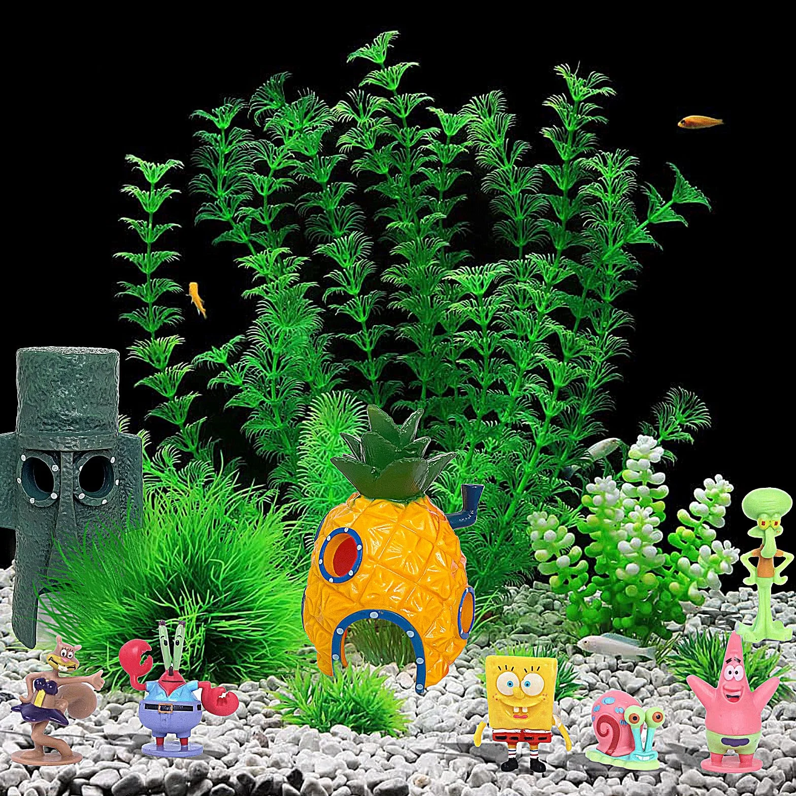 MeYuxg Dekoracja akwarium, ozdoba zbiornika ryb, ornamenty, krajobraz, ananas, do domu, jaskini, dekoracja podwodna, tworzywo sztuczne
