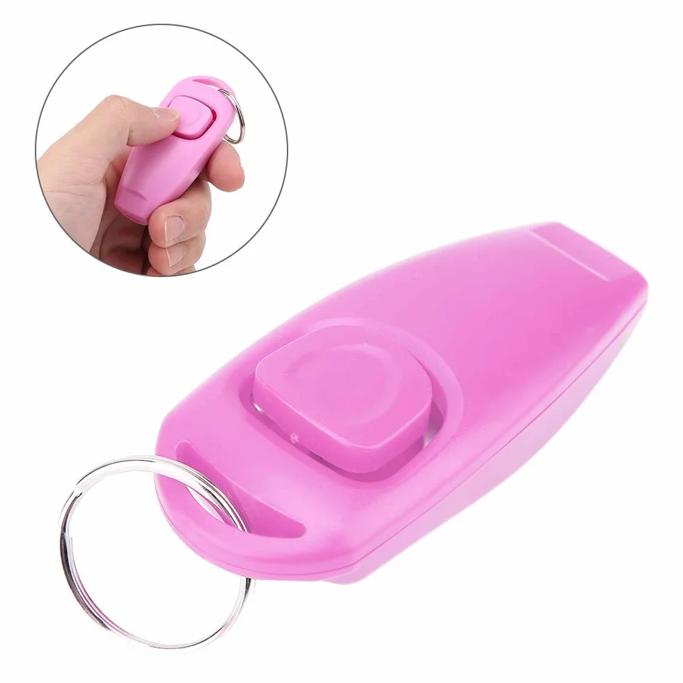 Akozon Zerodis Trener Zwierzęcy Keyring, Puppy Clicker Whistle Dog Training Obedience Cat Pomoc Kliknij i Tool Guide dla psów (różowy) (Pink)