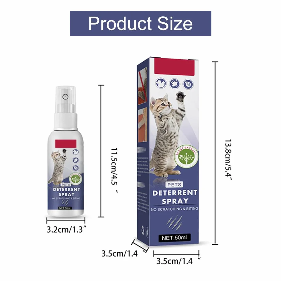 Spray do odstraszania kotów, do mebli, podłóg, odporny na zarysowania, odporny na zarysowania, spray do mebli, 50 ml
