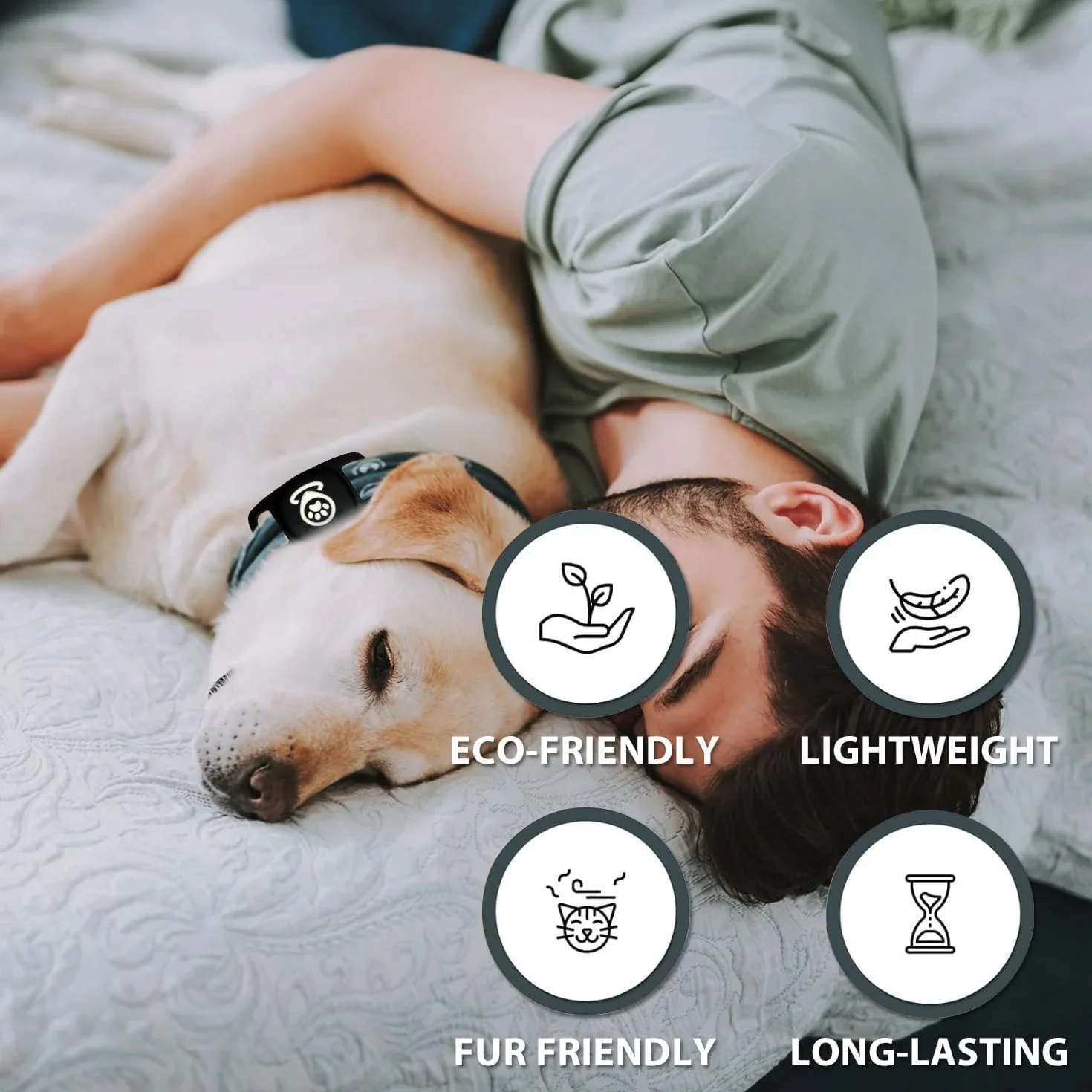 Tracker Dog, inteligentny tag z rozszerzonym zasięgiem, działa płynnie z aplikacją Find My, lokalizator psa bez subskrypcji, nie lokalizator GPS psa (czarny), tylko iOS