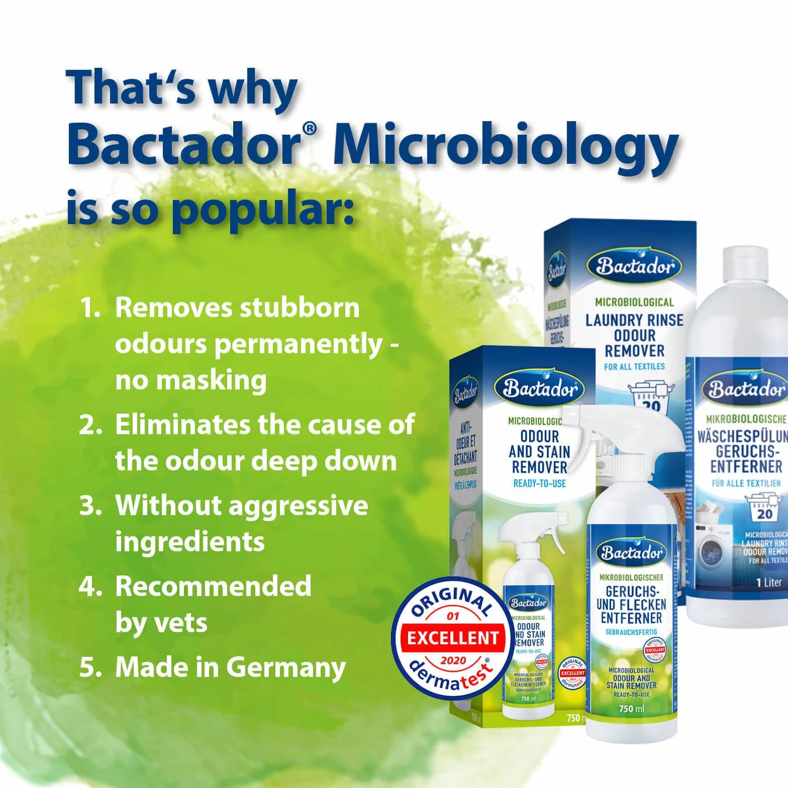 Bactador Środek Do Usuwania Zapachów I Plam 750ml Spray - Mikrobiologiczny Neutralizator Zapachów Enzymatyczny Środek Czyszczący