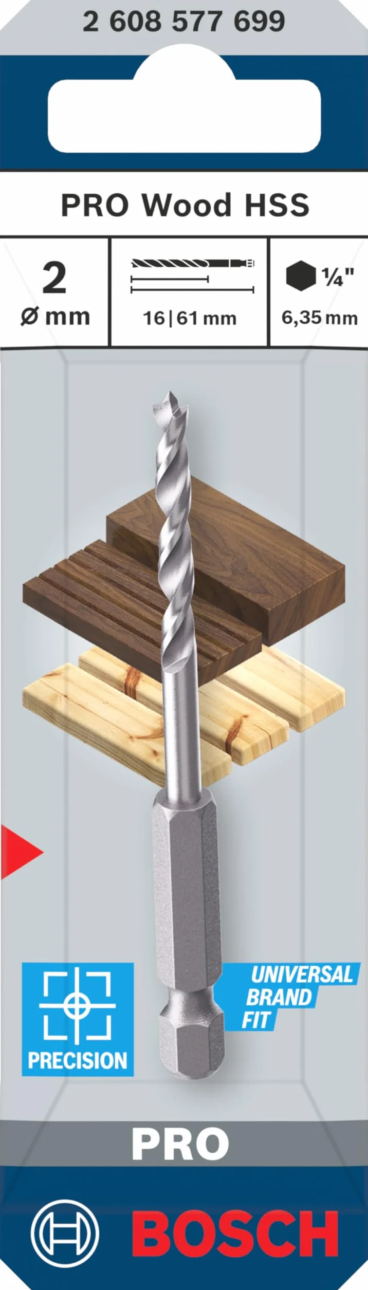 Bosch Wiertło PRO Wood HSS Brad Point Ø 2,00 mm do Miękkiego Drewna