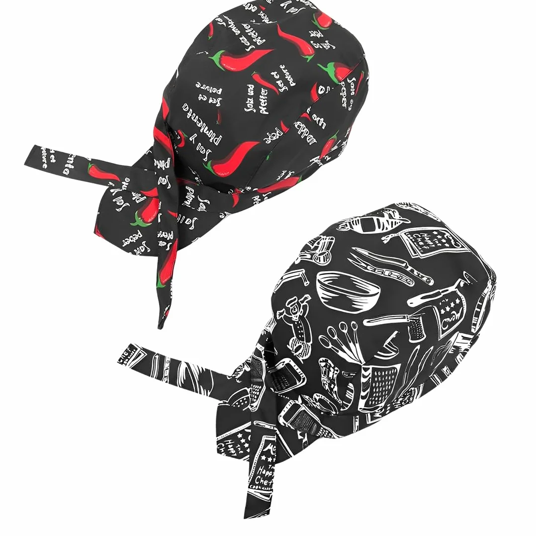 WeddHuis 2 szt. Regulowana czapka kuchenna unisex, oddychająca bandana do kuchni, restauracji, BBQ i kostiumu na imprezę