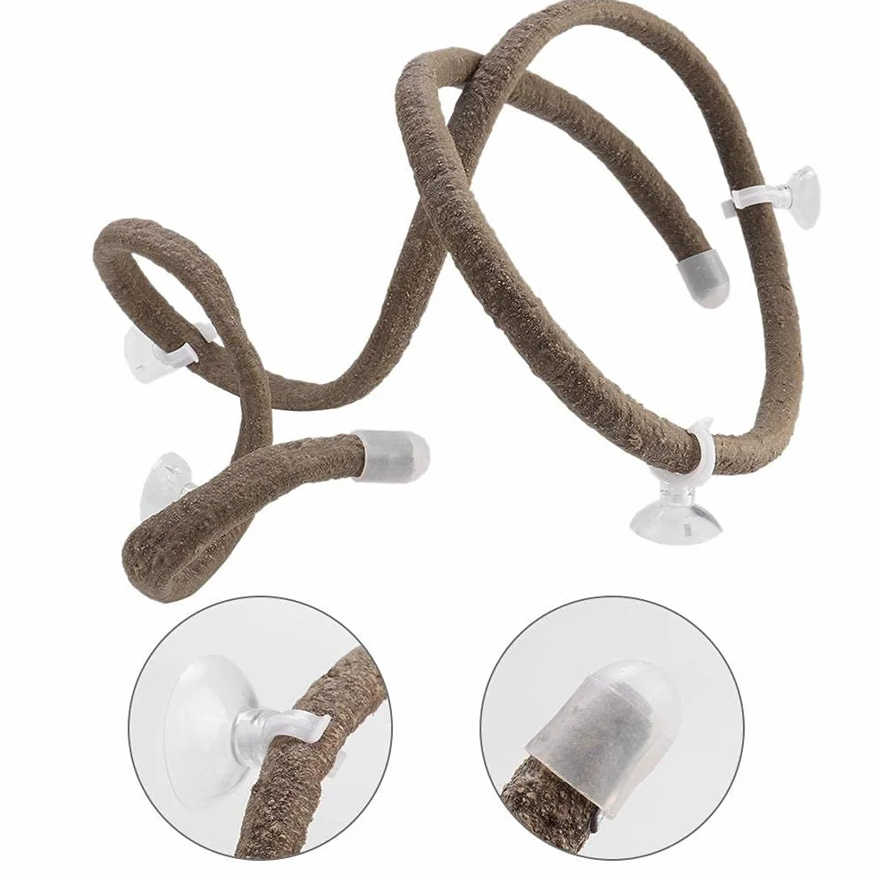 Gałąź wspinaczkowa dla gadów 4,92 stopy Elastyczny gad Jungle Vines Terrarium Rattan Pet Habitat Decor z przyssawkami dla jaszczurek Wspinaczka po gekonach (L)
