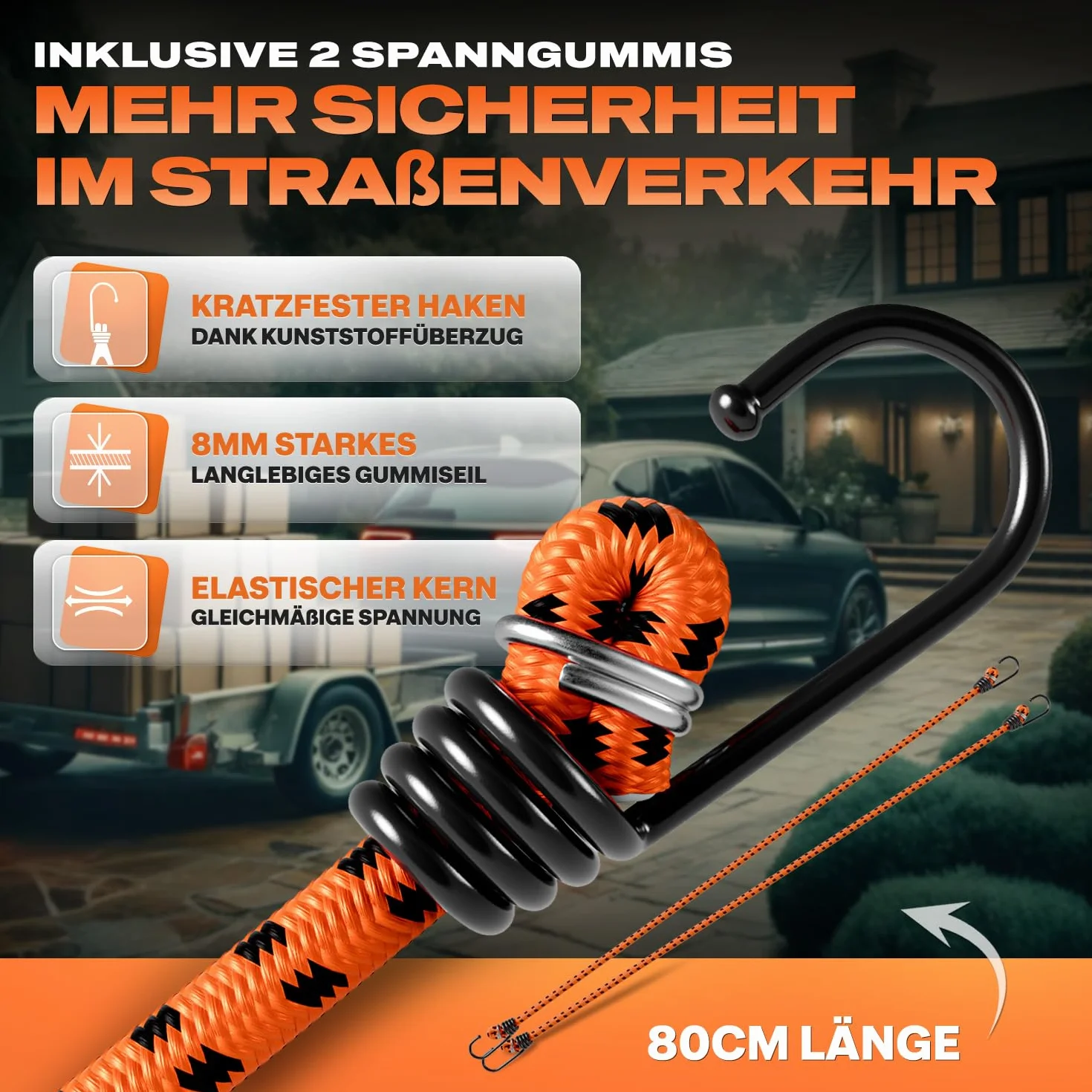 Meisterbau 4 pasy mocujące z grzechotką + 2 gumy napinające, udźwig 1000 kg, wytrzymałe, 4 m/6 m, pasy mocujące z certyfikatem TÜV G/S, stabilne i odporne na warunki atmosferyczne, z grzechotką