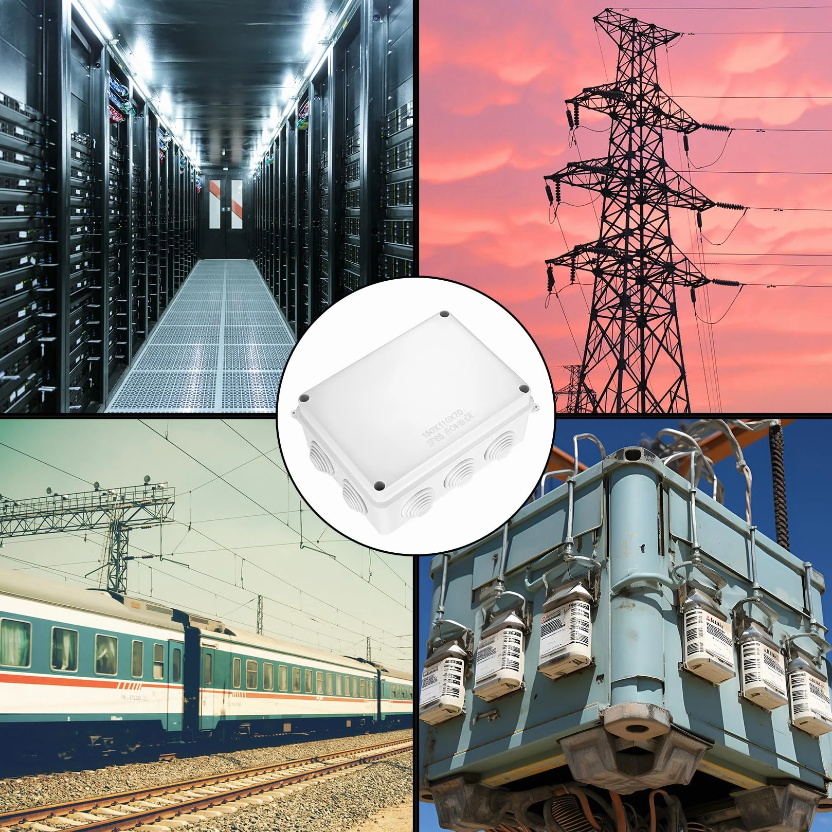 natynkowa puszka rozgałęźna, natynkowa, puszka rozdzielcza, do użytku na zewnątrz, wodoszczelna IP65, skrzynka przyłączeniowa, skrzynka elektryczna, wodoszczelna IP65, tworzywo sztuczne ABS, biała