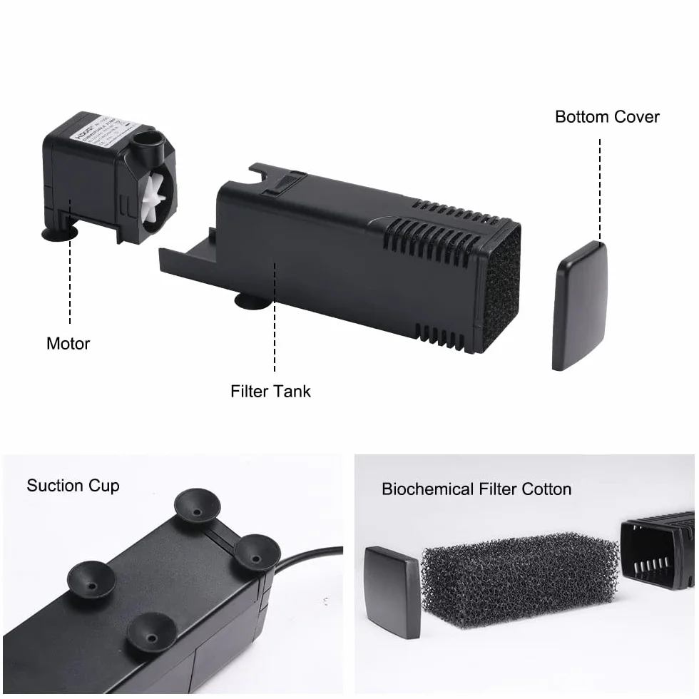 flintronic Filtr do akwarium wewnętrzny z pompą 8 W 600 l/h, regulowany, do 80 l