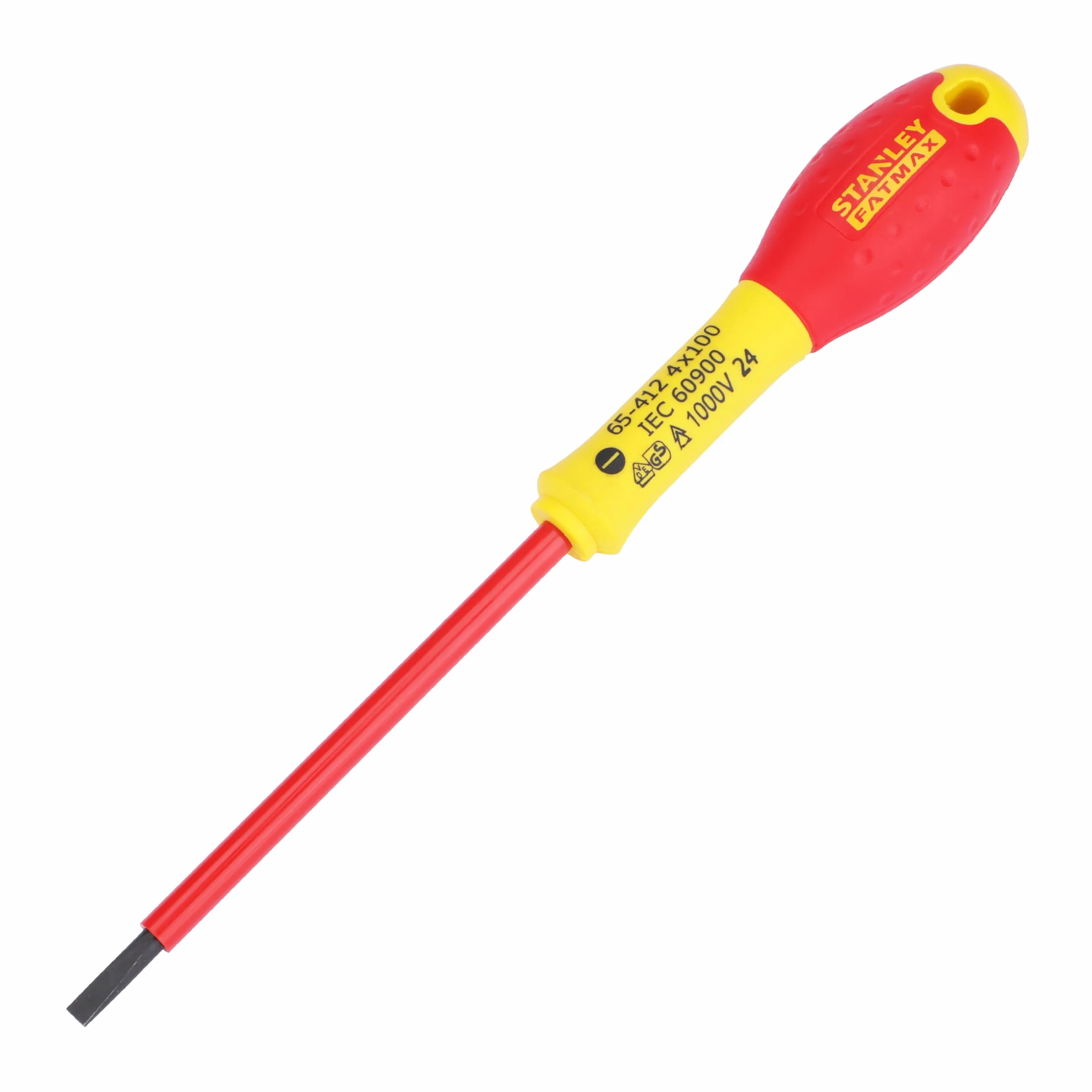 Stanley FatMax śrubokręt płaski (izolowany, końcówka równoległa 4 mm, długość 100 mm, chromowo-wanadowy, Soft-Grip) 0-65-412