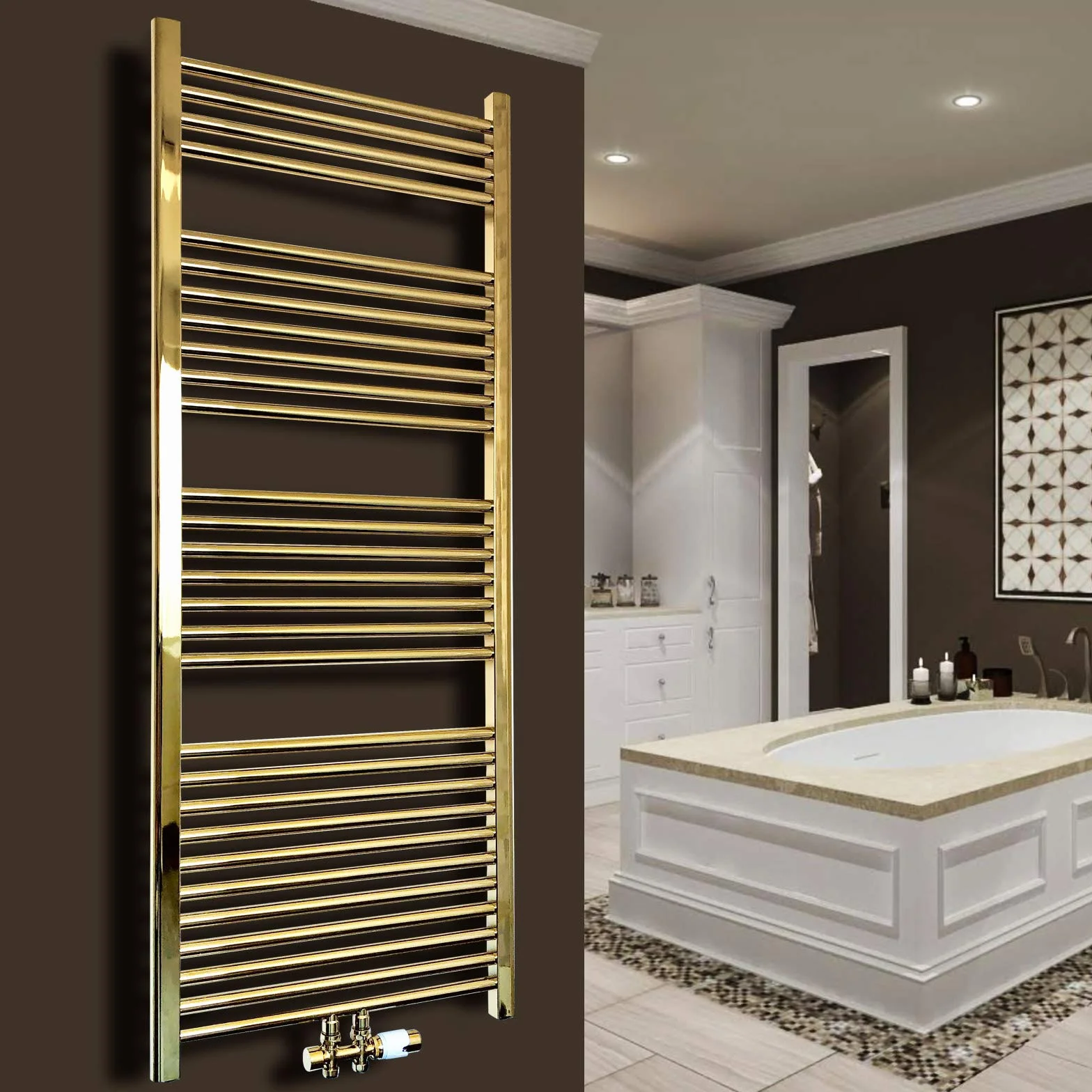Gulfstream-Komfort Grzejnik łazienkowy chrom złoty antracyt biały czarny 1150x500 mm prosty